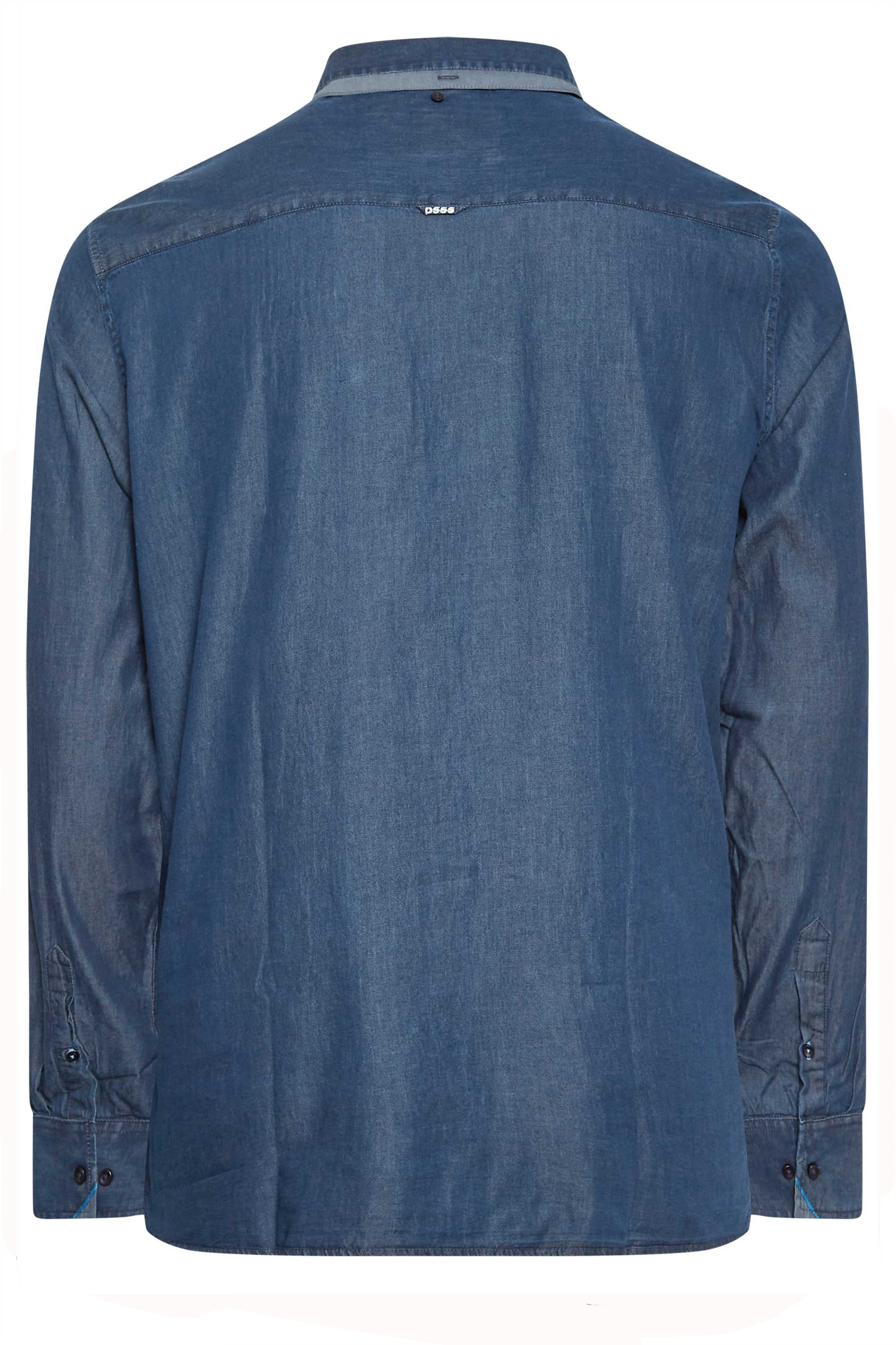 D555 Big & Tall Navy Blue Denim Shirt | BadRhino  2