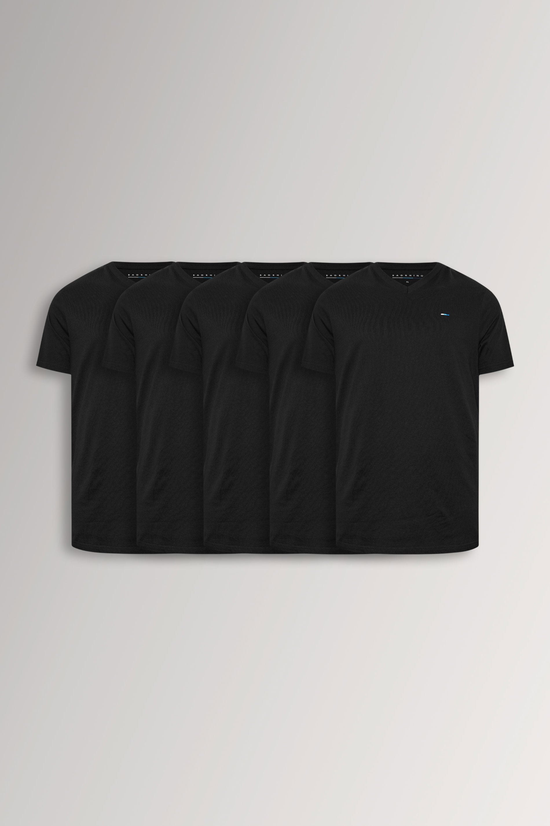 BadRhino Big & Tall Black 5 Pack Extra Long V-Neck T-Shirts | BadRhino 3