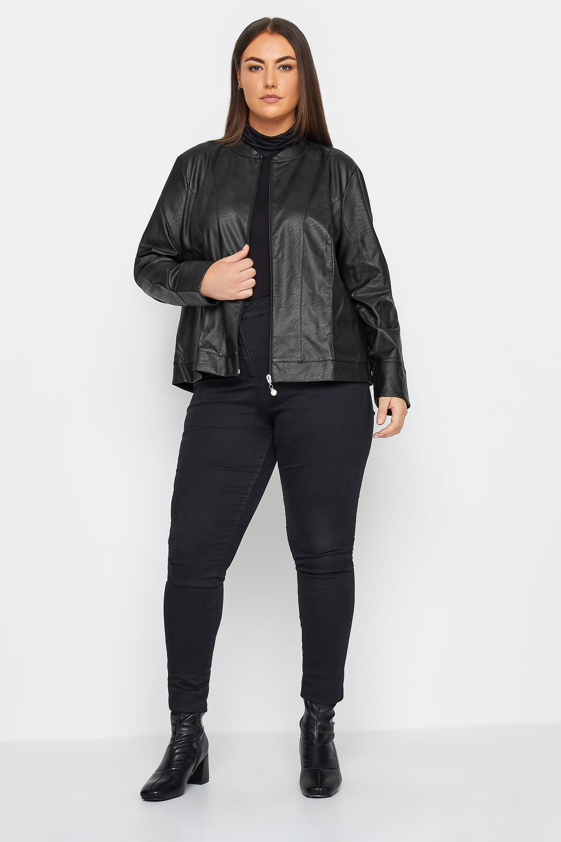 City Chic Black Faux Leather Jacket | Evans 3
