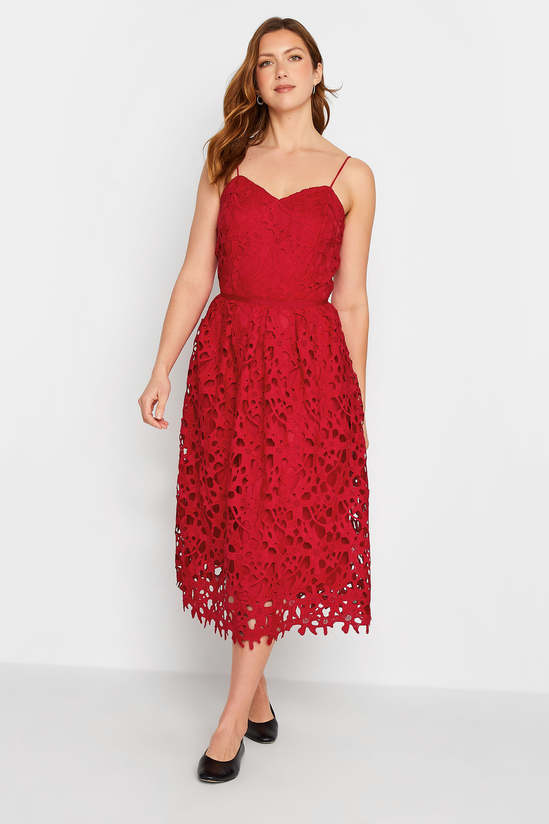 LTS Tall Women's Red Lace Midi Dress | Long Tall Sally 1