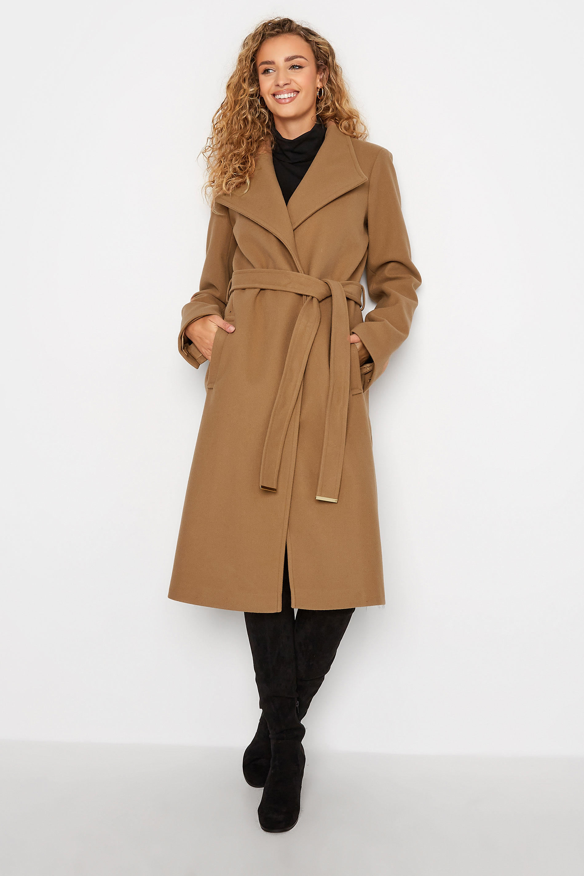 LTS Tall Women's Tan Brown Belted Coat | Long Tall Sally 1