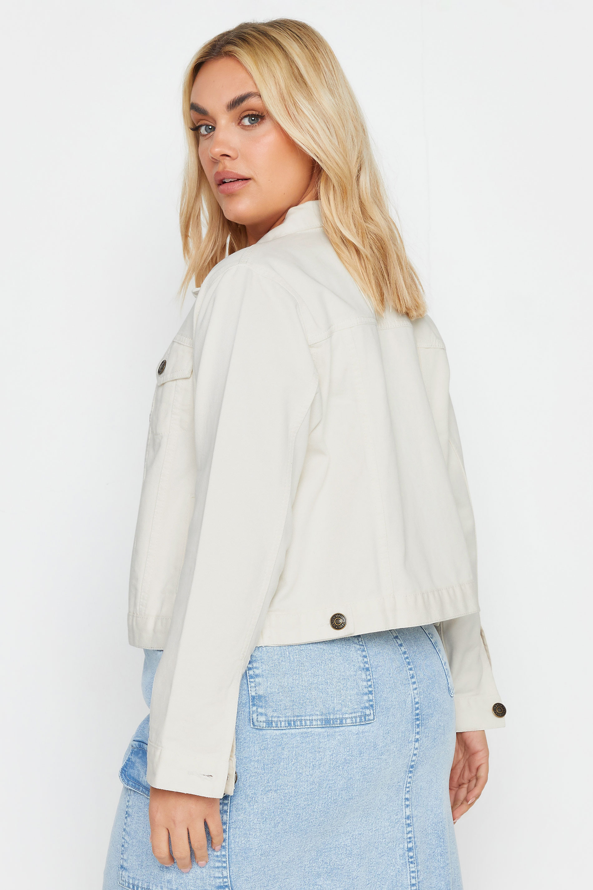YOURS Plus Size Ivory White Denim Jacket | Yours Clothing 3