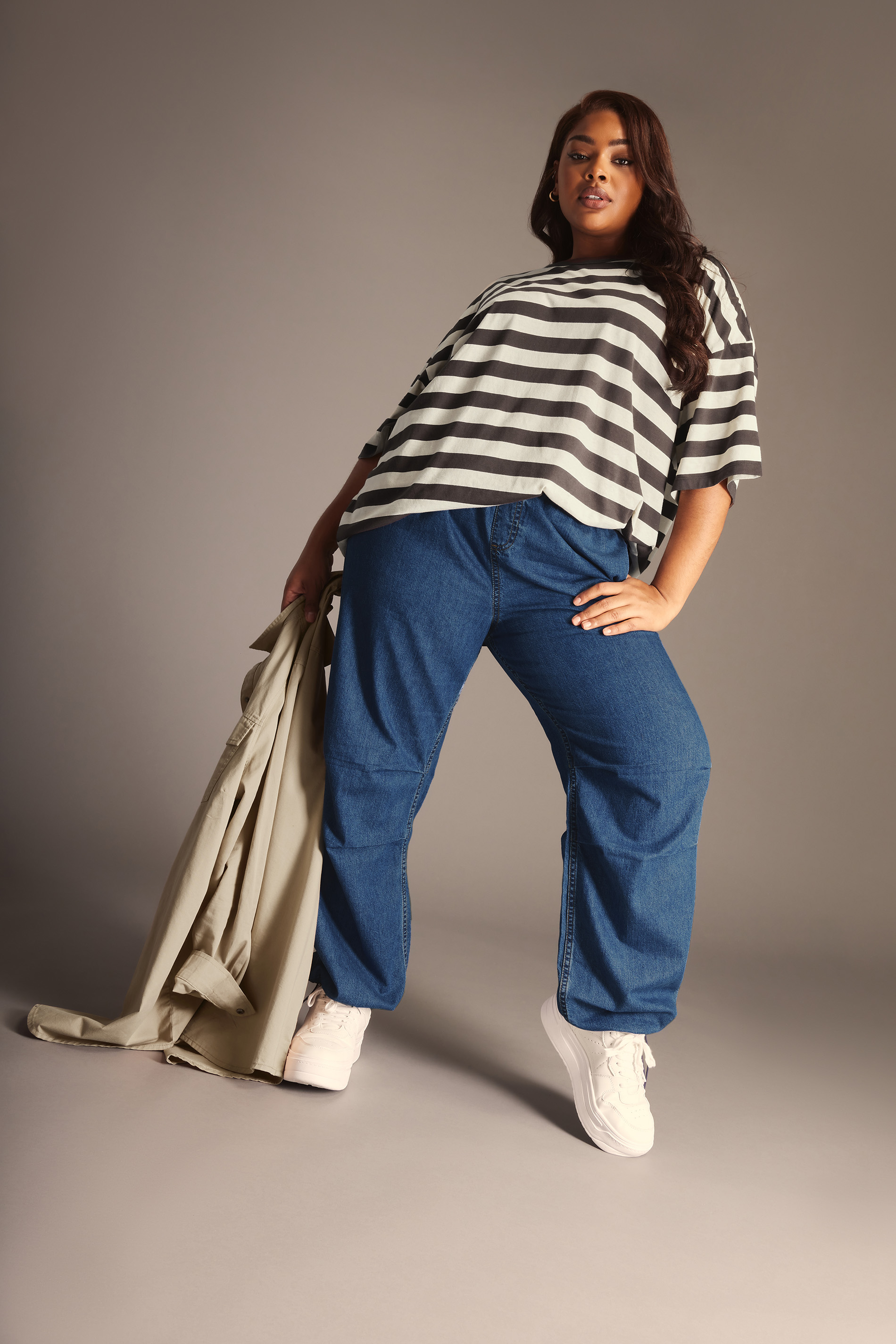 YOURS Curve Plus Size Denim Parachute Jeans | Yours Clothing  1