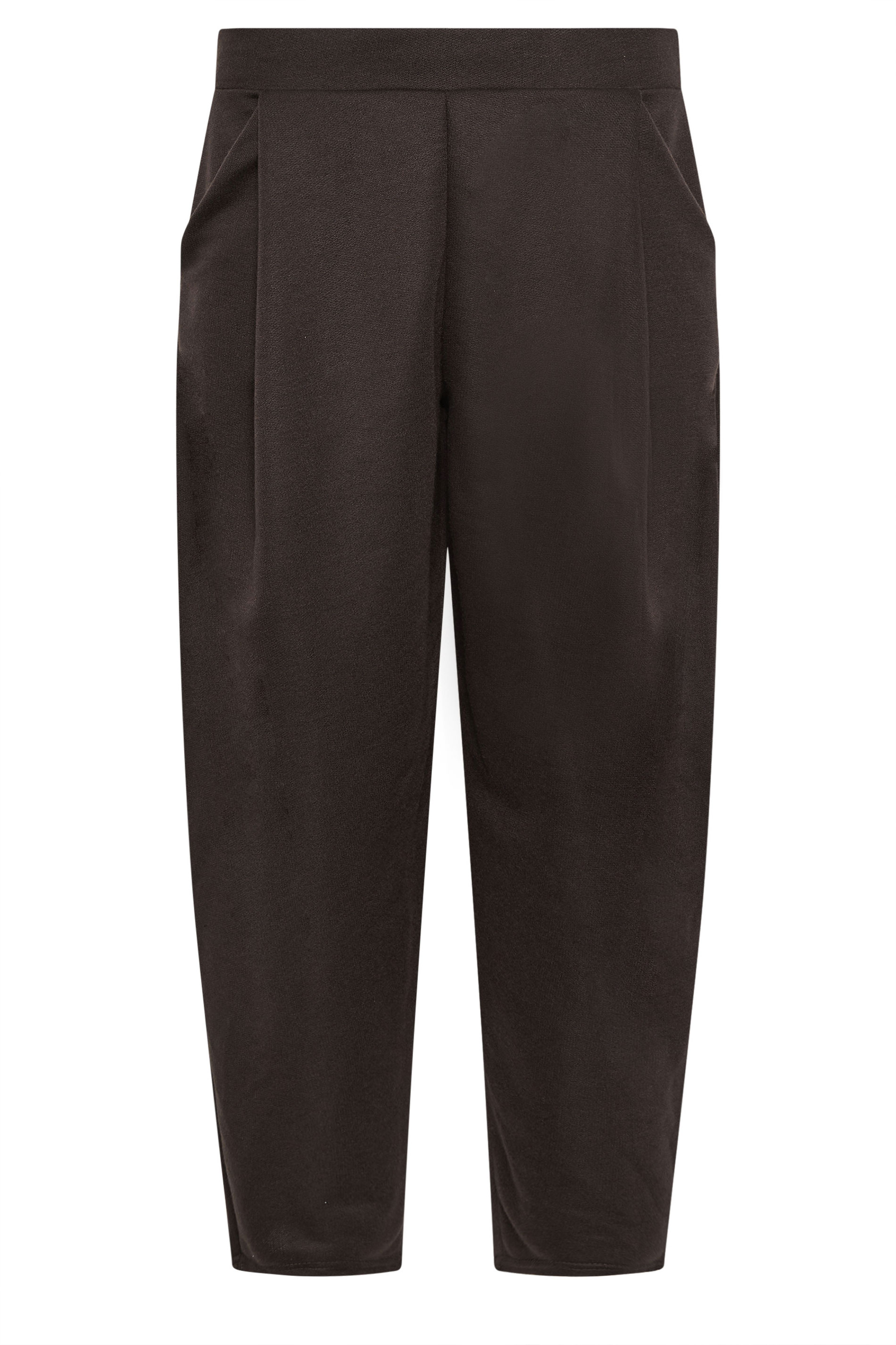 PixieGirl Petite Women's Chocolate Brown Textured Barrel Trousers | PixieGirl 5