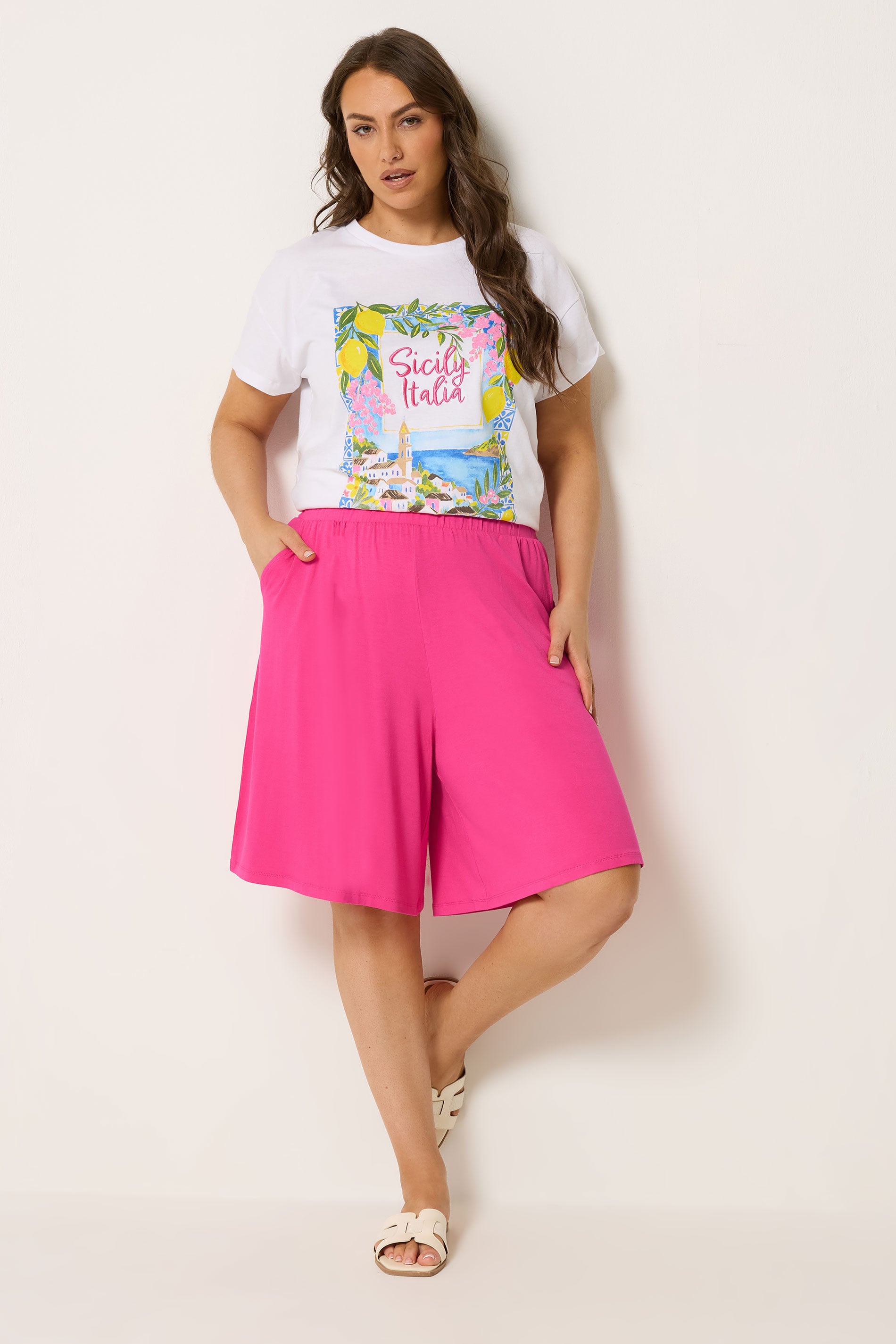 YOURS Plus Size Pink Pocket Shorts | Yours Clothing 1