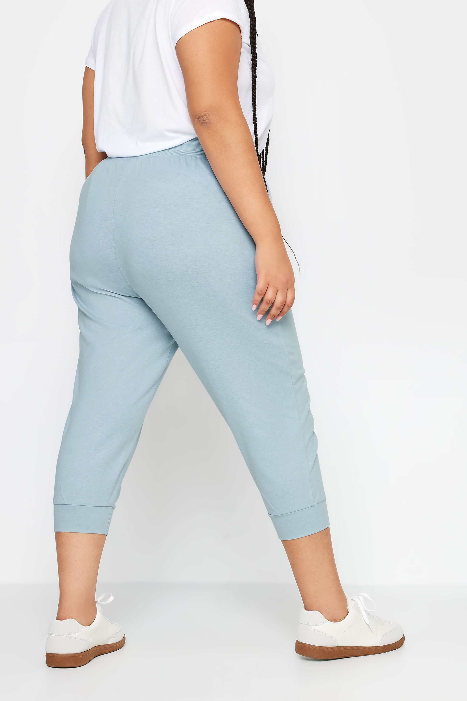 YOURS Plus Size Pastel Blue Cropped Joggers | Yours Clothing 3
