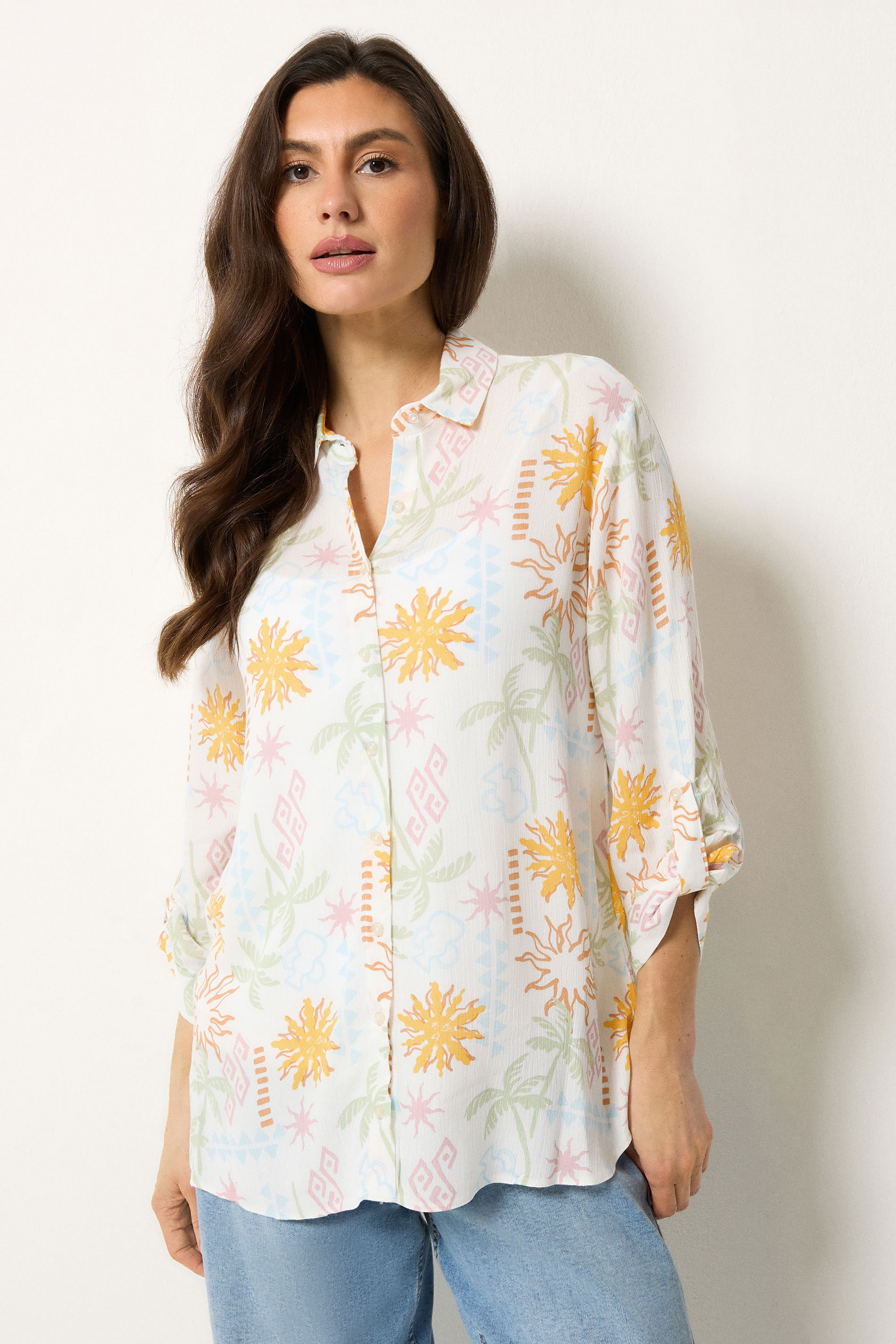 M&Co White Tropical Print Shirt | M&Co 3