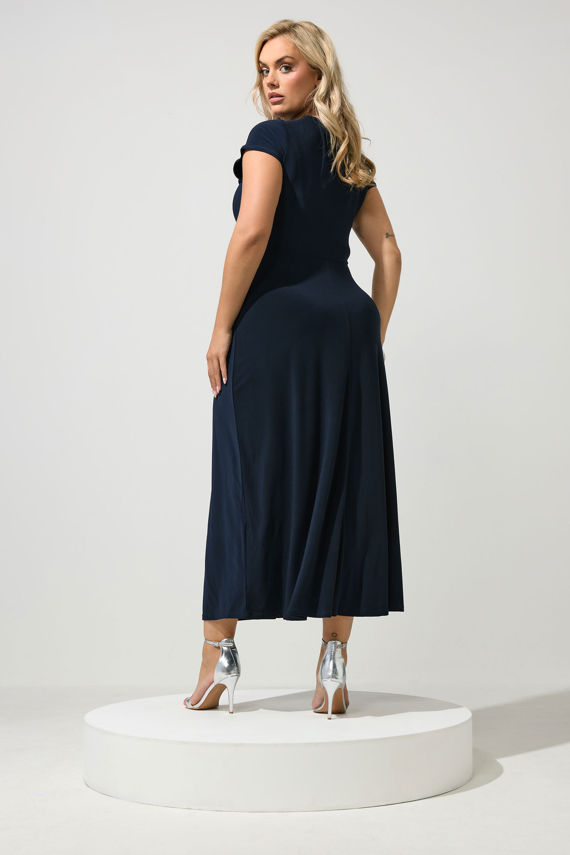 YOURS LONDON Plus Size Navy Blue Twist Front Dress | Yours Clothing