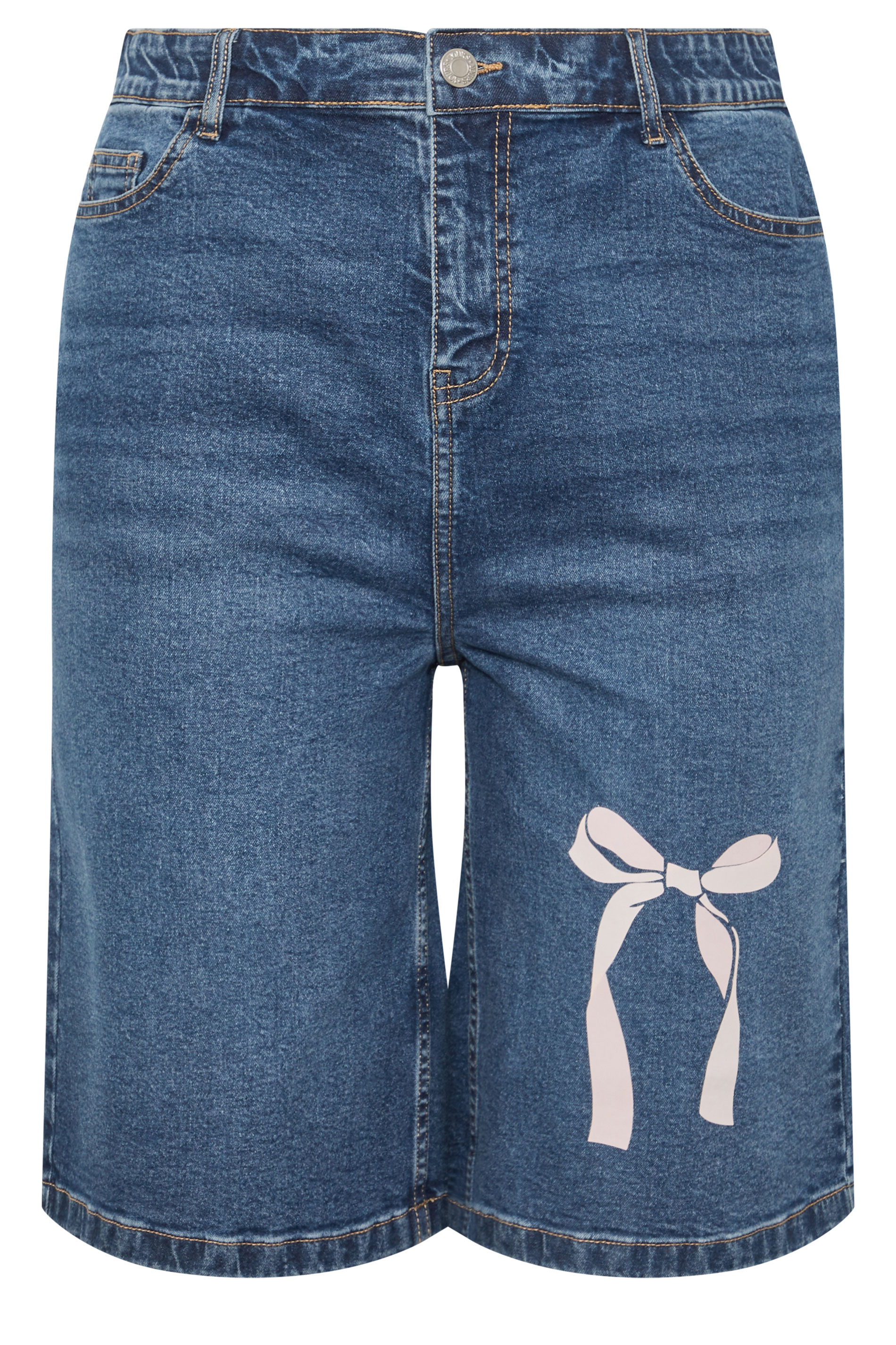 LIMITED COLLECTION Plus Size Blue Bow Jorts | Yours Clothing 5