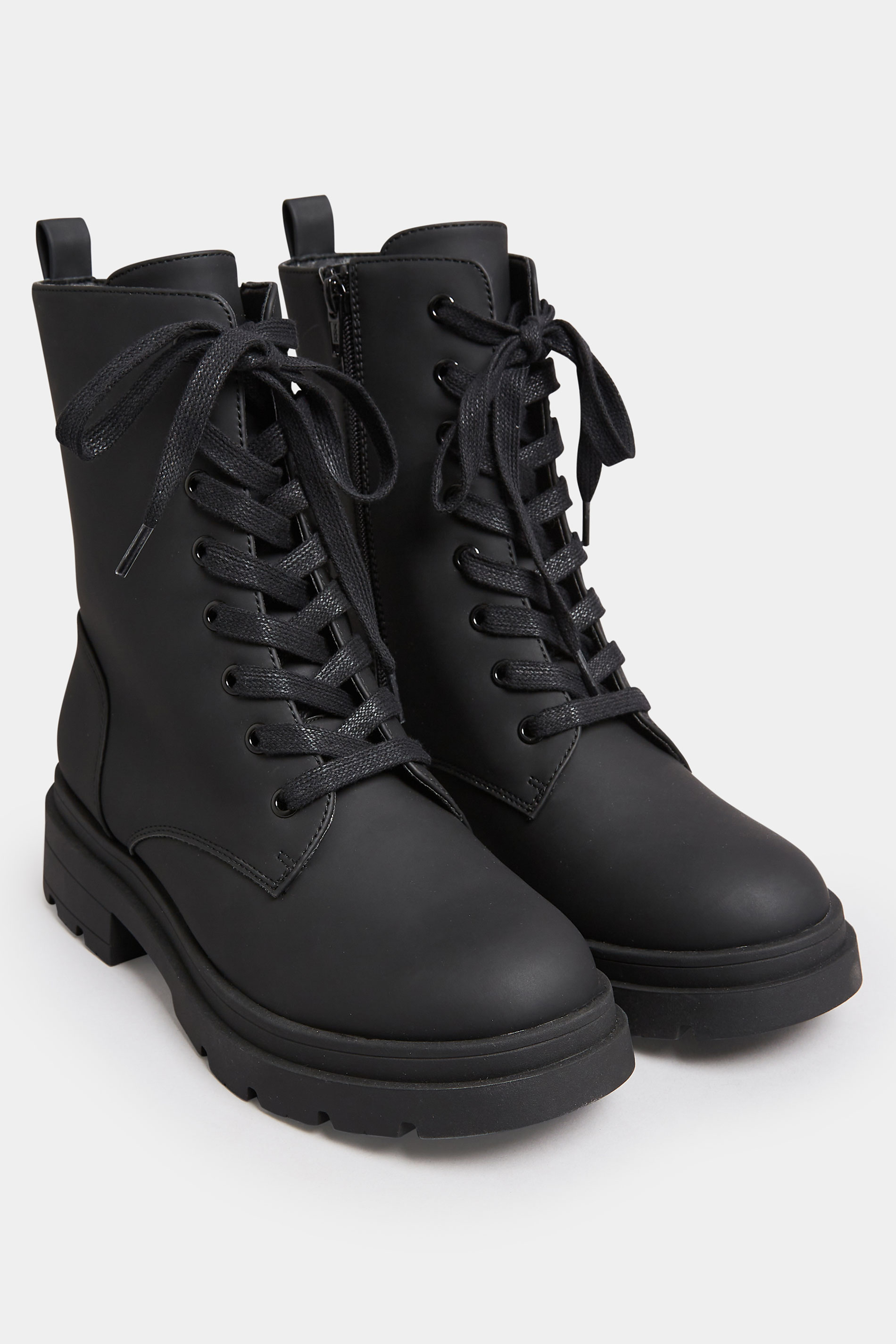 LIMITED COLLECTION Black Chunky Lace Up Boots In Wide E Fit & Extra Wide EEE Fit | Yours Clothing 2