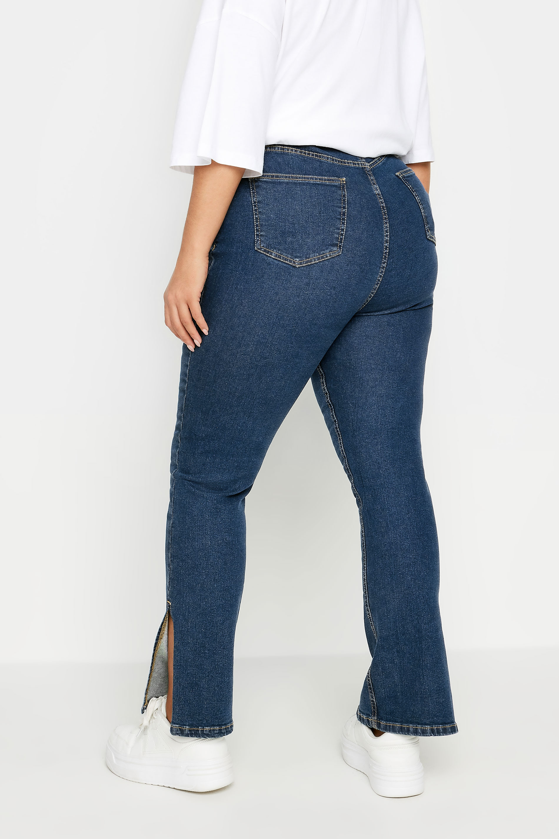 Plus Size Blue Side Split Straight Leg Jeans | Yours Clothing 3