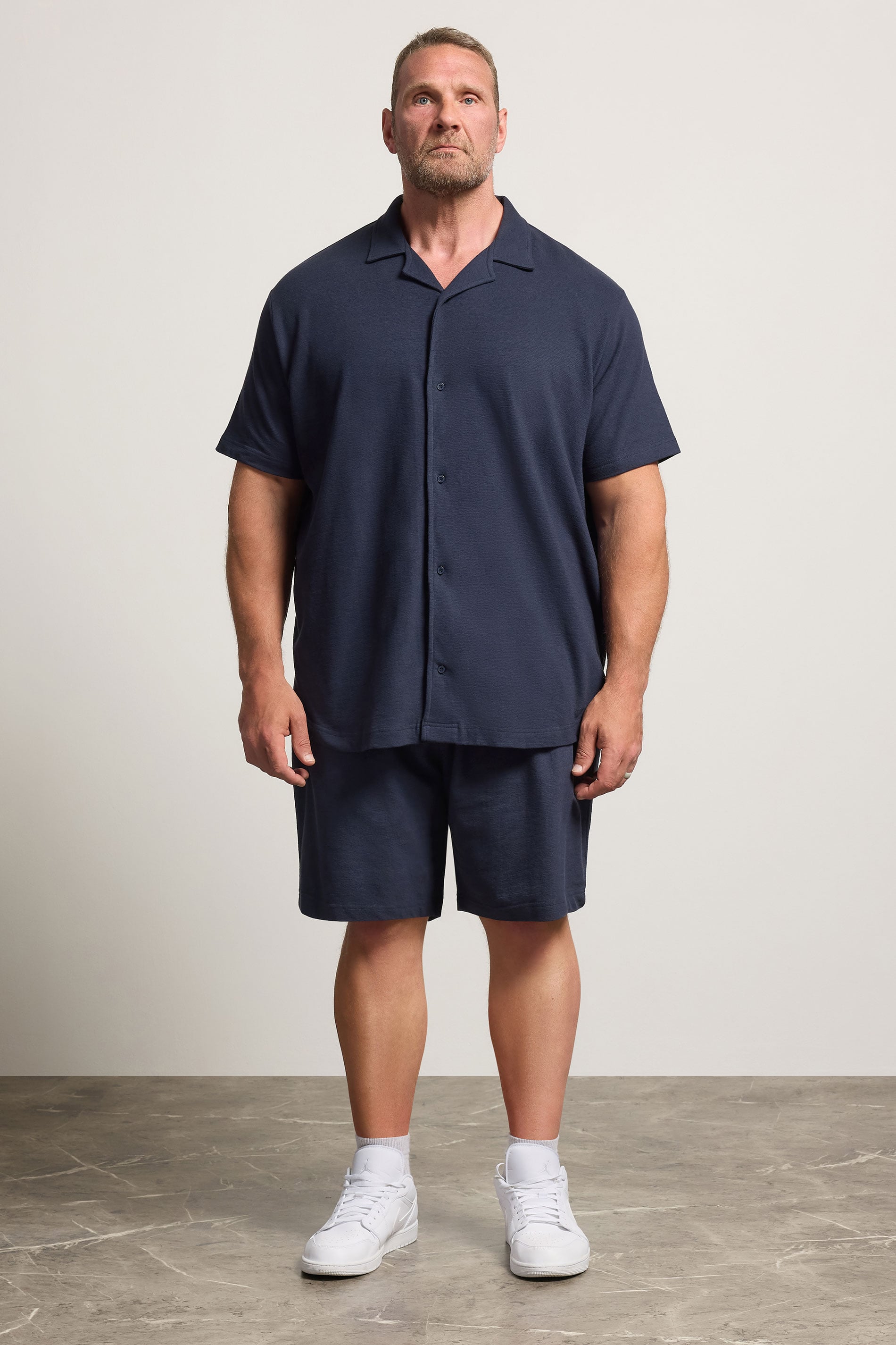 BadRhino Big & Tall Navy Blue Revere Slub Shirt | BadRhino 1
