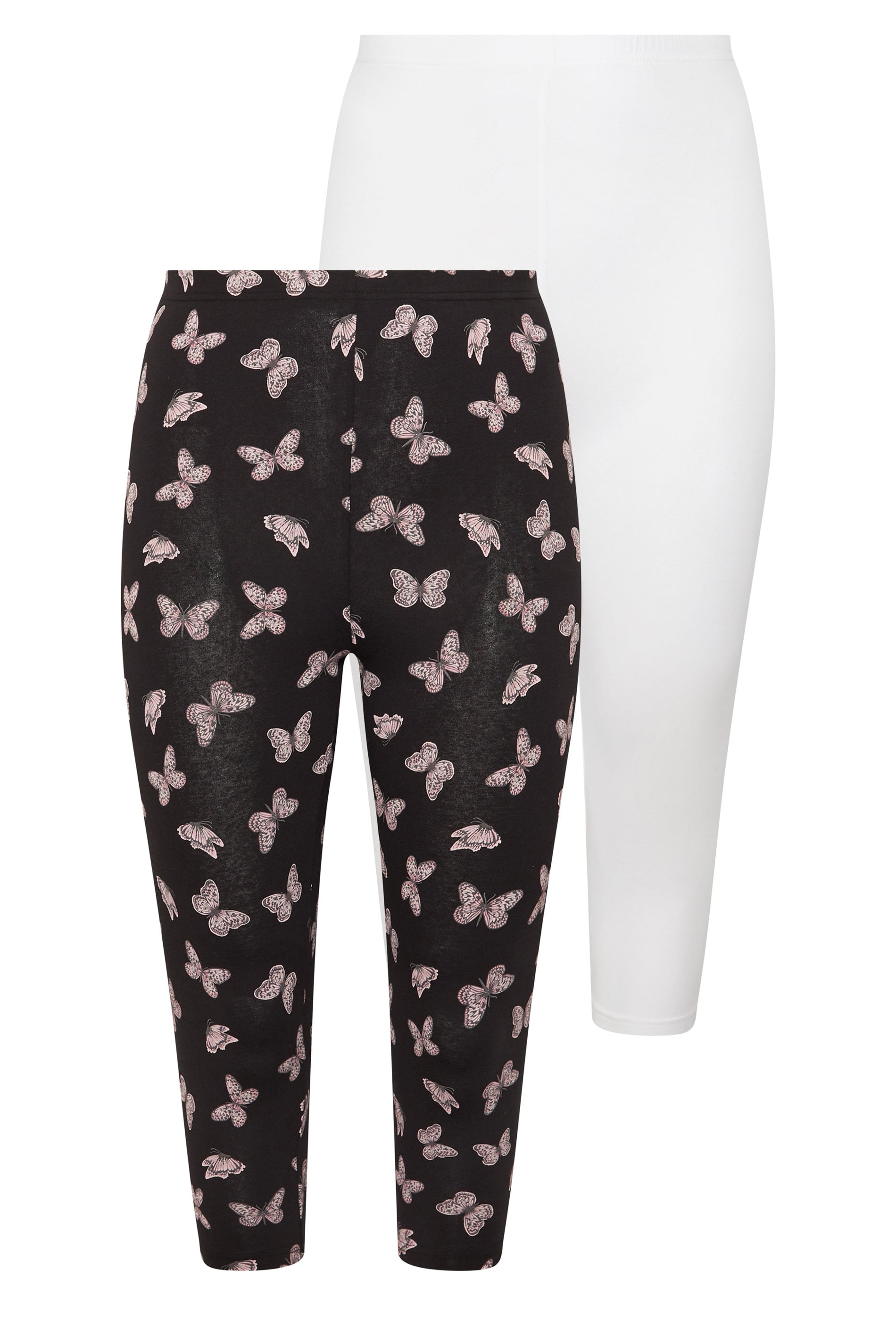 YOURSET 2 PACK Plus Size Black Butterfly Print Cropped Leggings | Yours Clothing 7