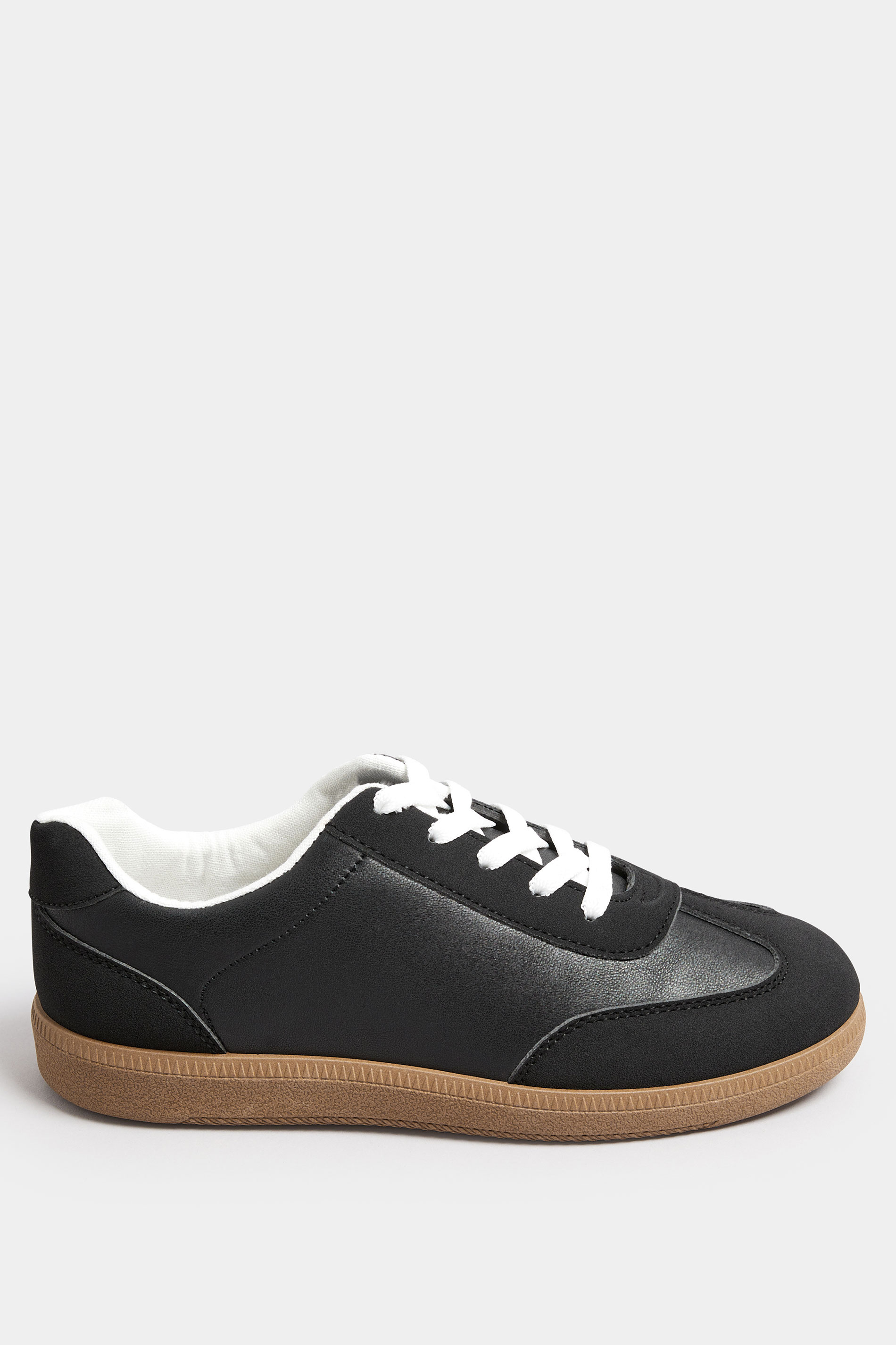 Black Retro Gum Sole Trainers In Extra Wide EEE Fit | Yours Clothing 3