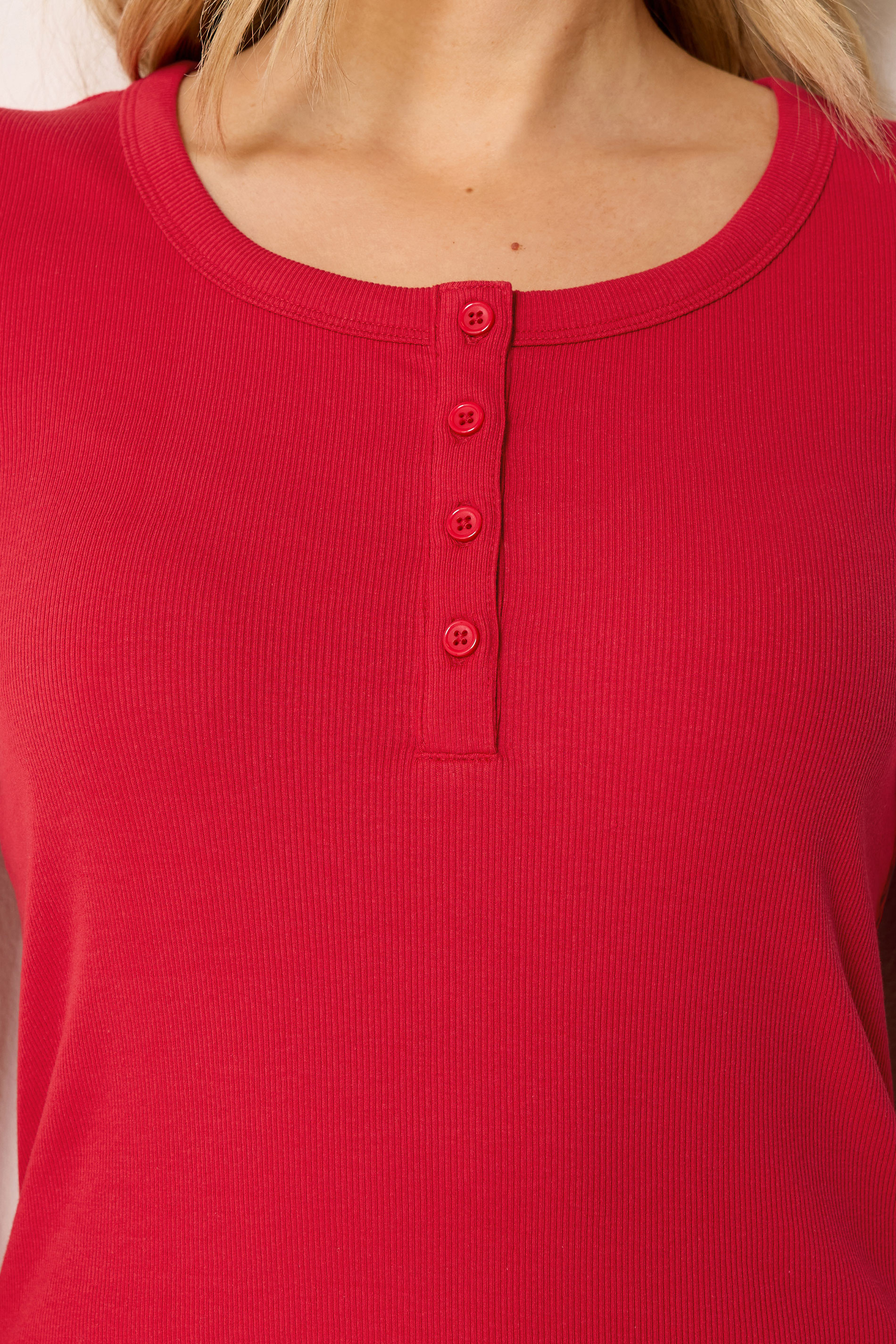 LTS Tall Red Ribbed Cotton T-Shirt | Long Tall Sally 4