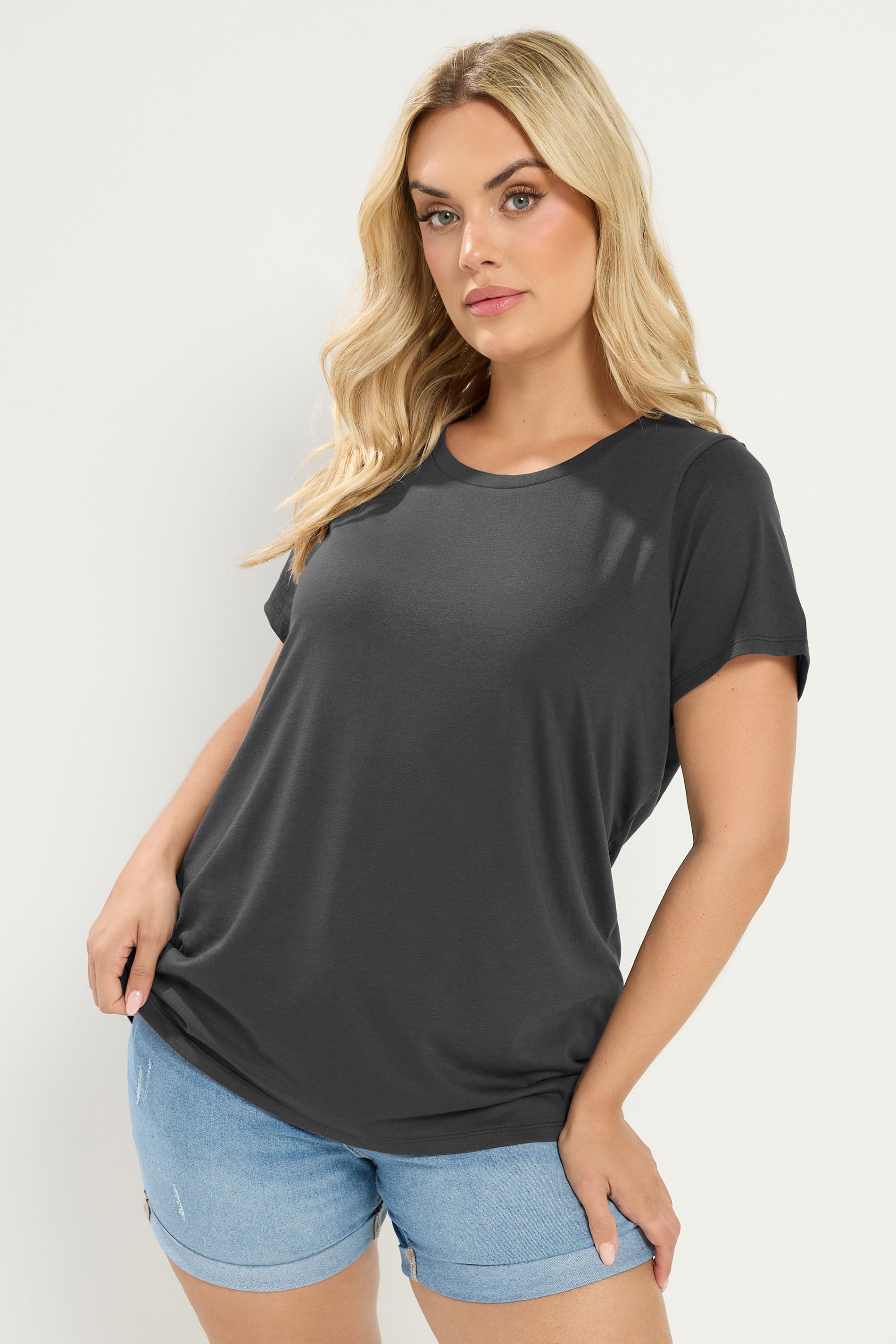 YOURS Plus Size Stone Grey Core T-Shirt | Yours Clothing 3