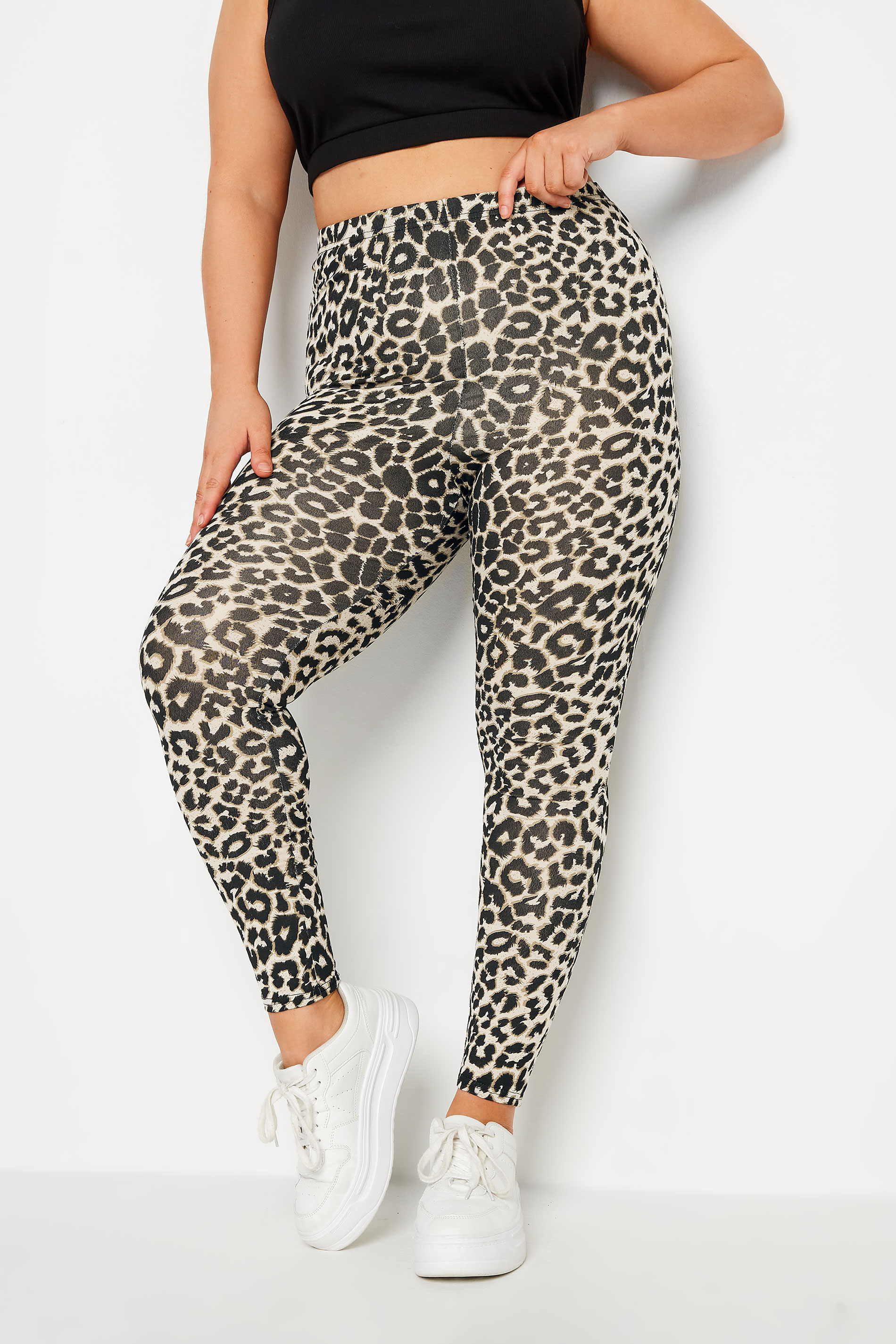 YOURS Plus Size Brown Leopard Print Leggings | Yours Clothing 2
