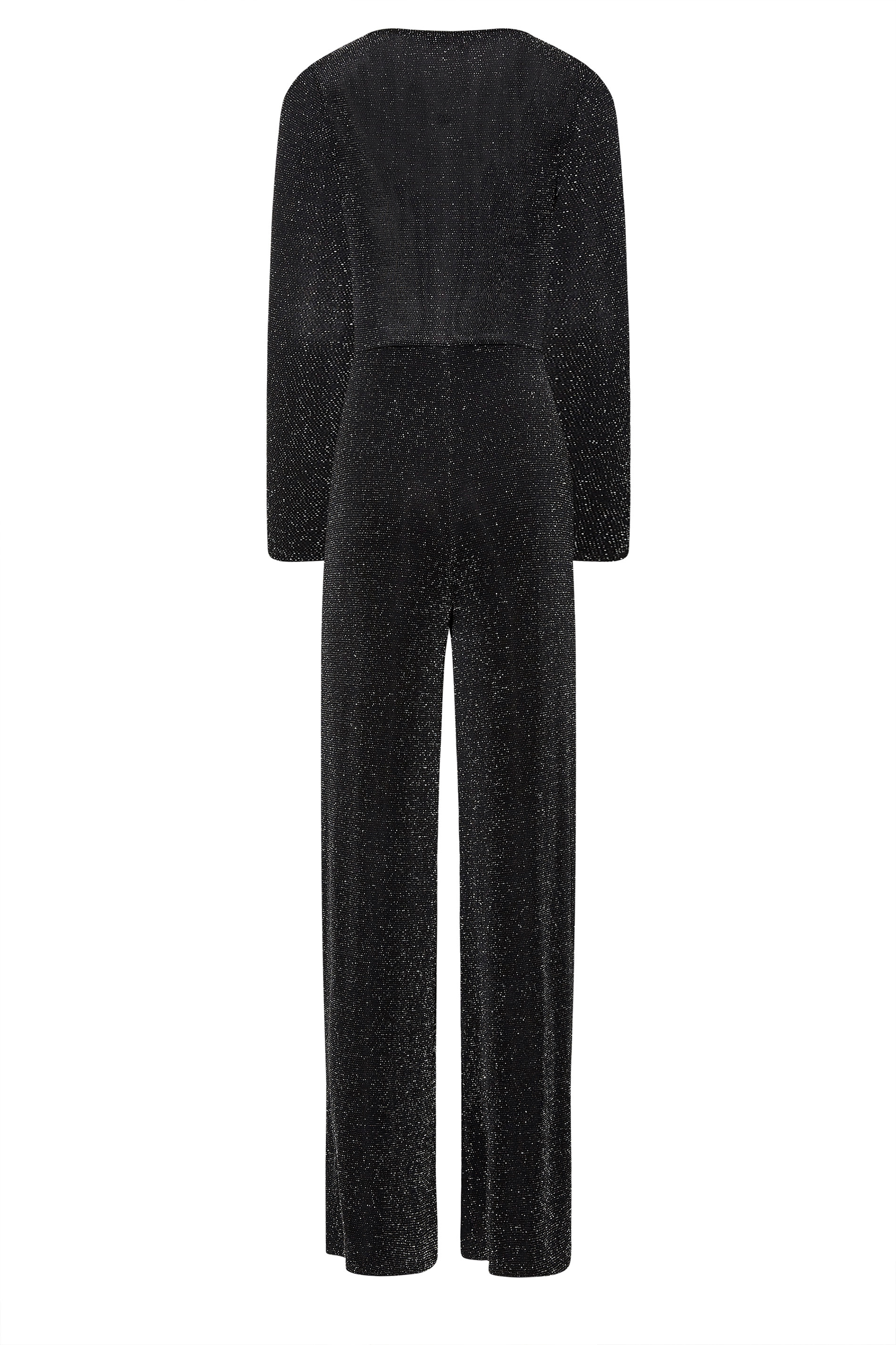 LTS Tall Women's Black & Silver Glitter Wrap Jumpsuit | Long Tall Sally 3