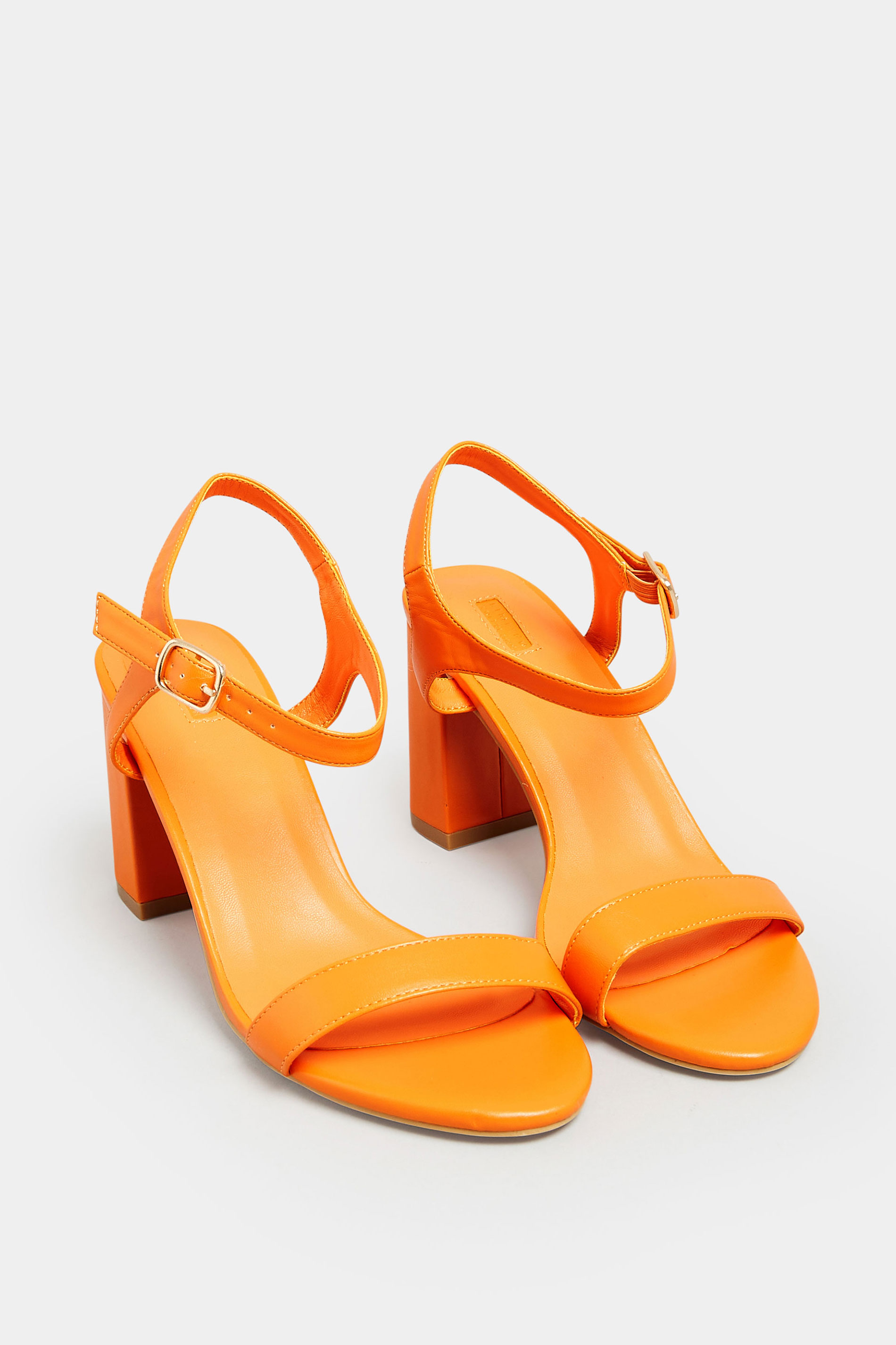 LIMITED COLLECTION Orange Block Heel Sandal In Wide E Fit & Extra Wide Fit | Yours Clothing 2