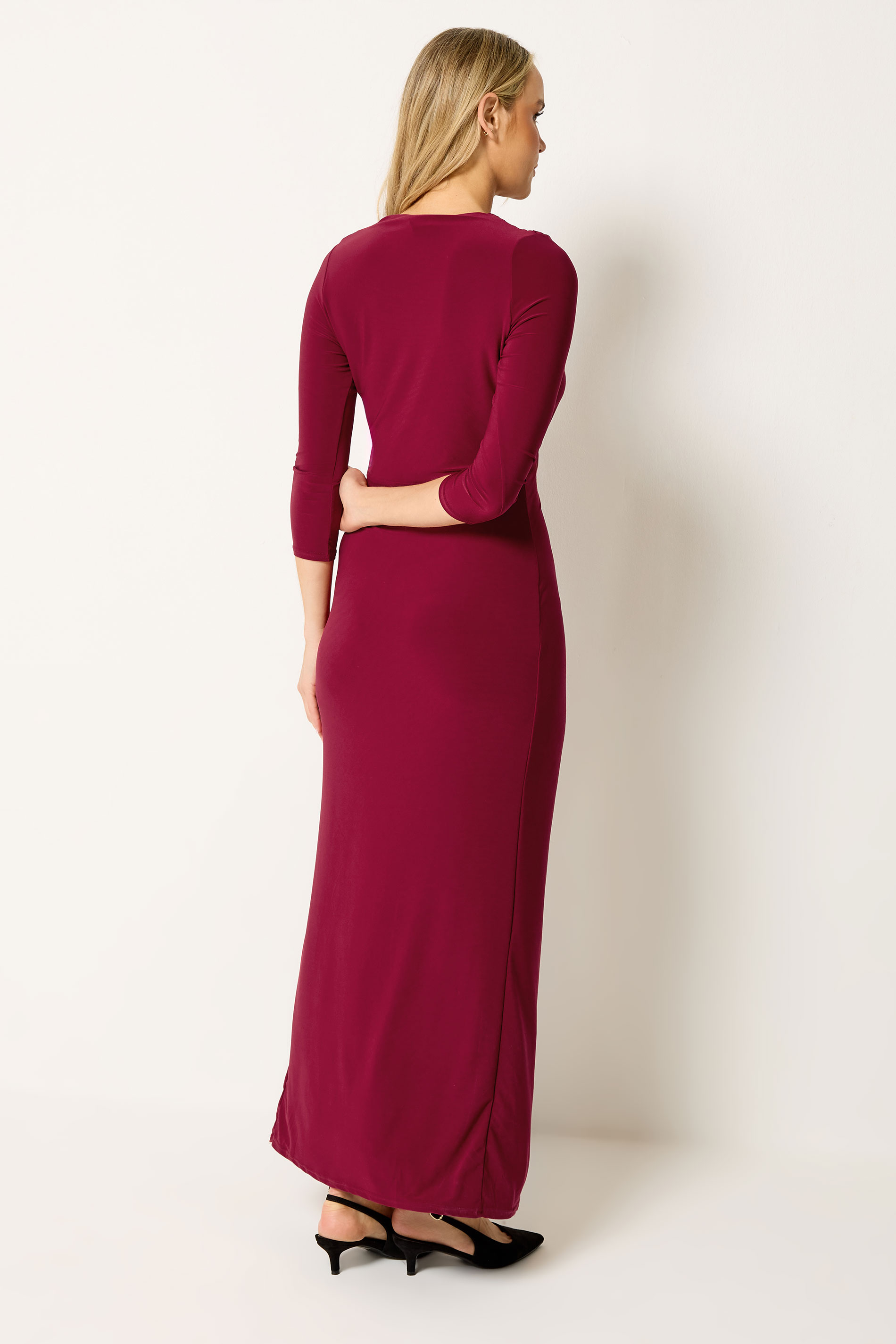LTS Tall Women's Berry Red Drape Wrap Maxi Dress | Long Tall Sally 2