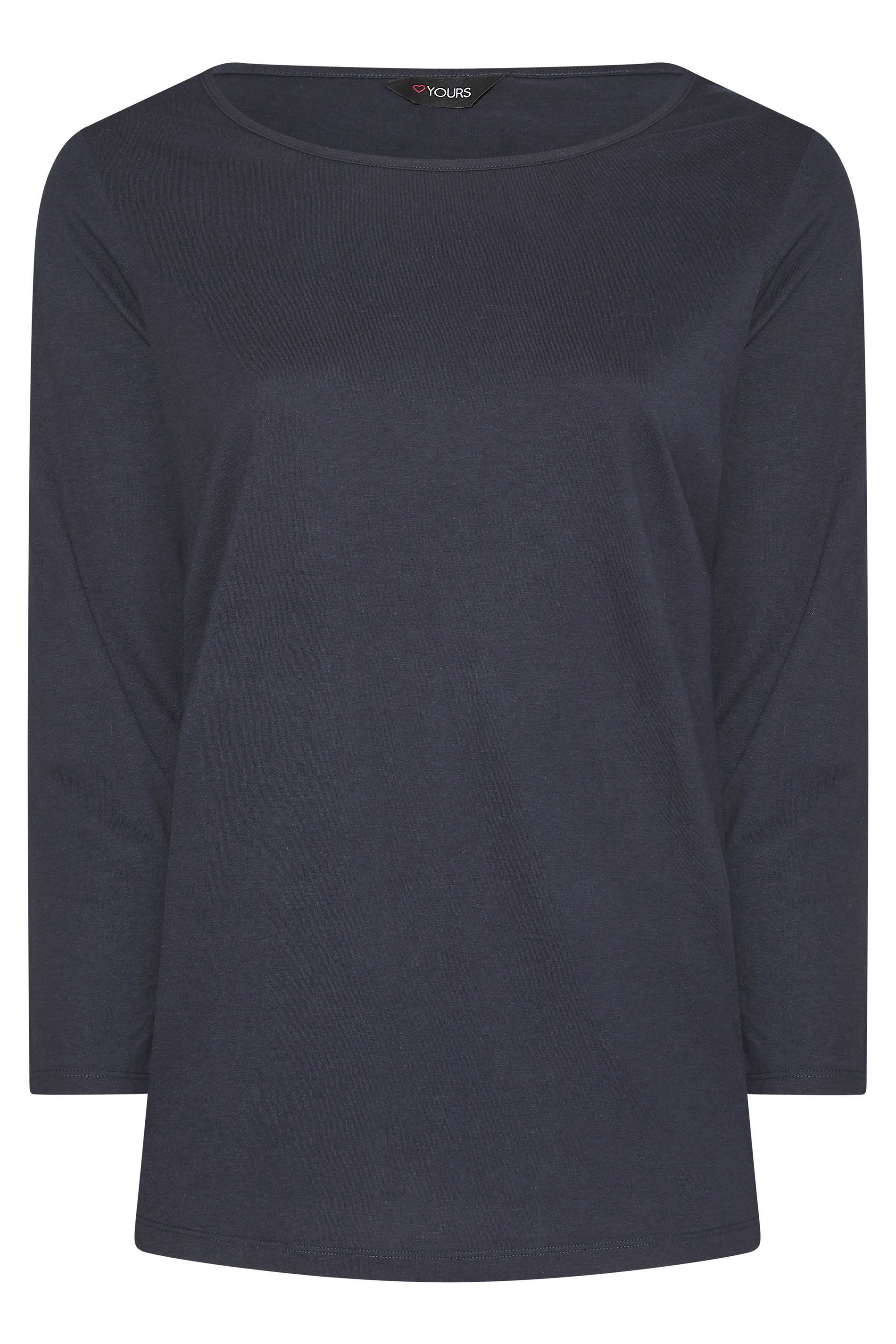 Grande taille  Tops Grande taille  Tops à Manches Longues | T-Shirt Bleu Marine Manches Longues en Jersey - IV43249