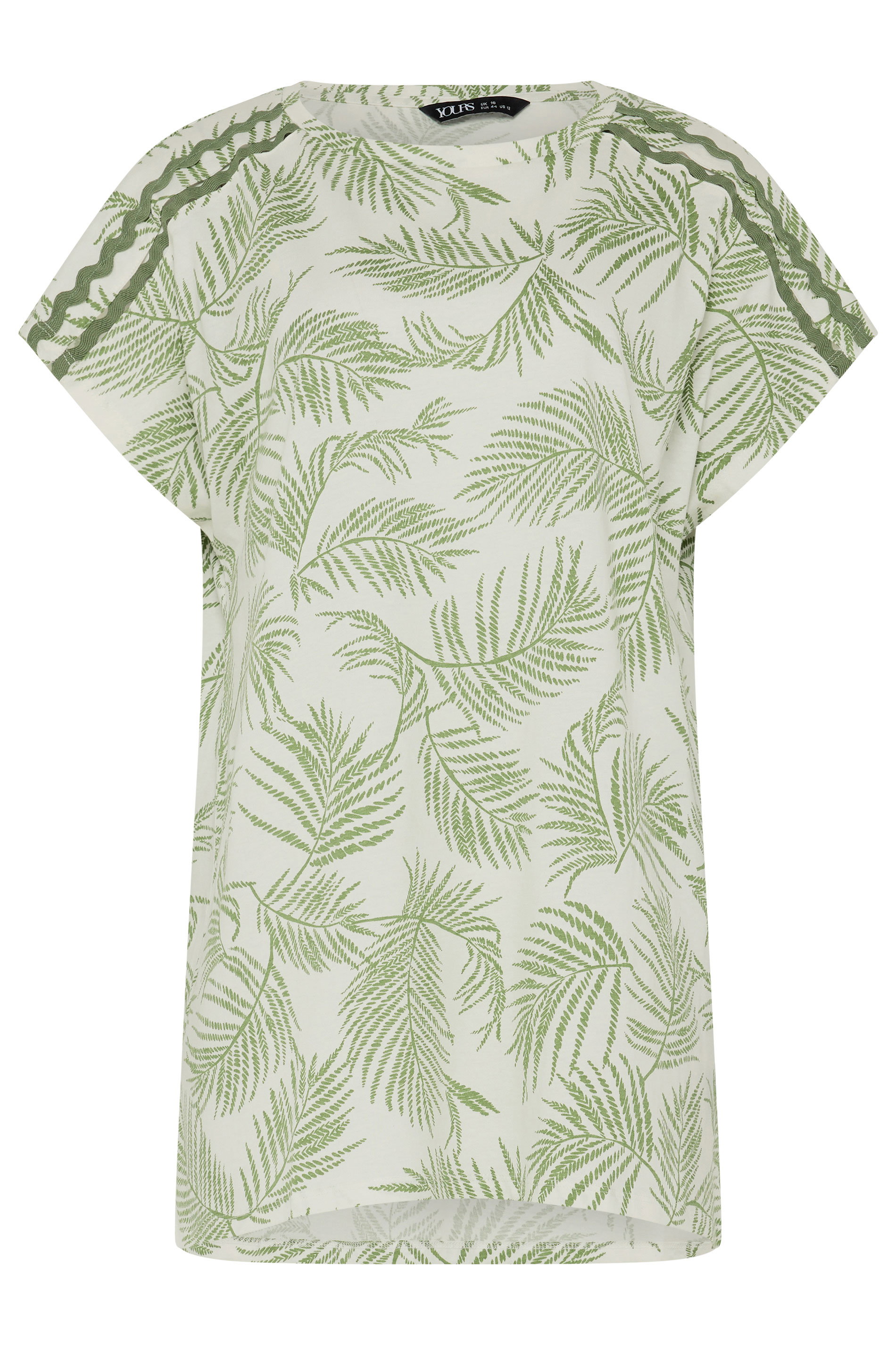 YOURS Plus Size Green Palm Tree Trim Detail T-Shirt | Yours Clothing 6