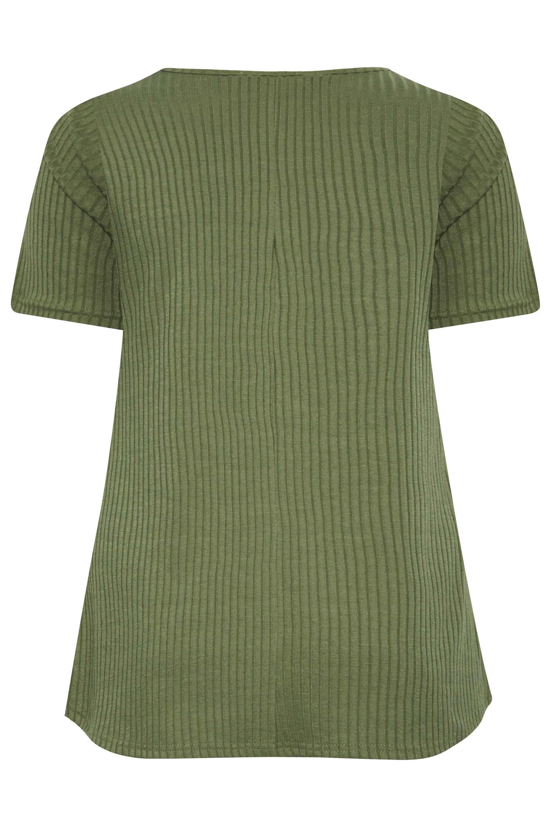 LIMITED COLLECTION Plus Size Curve Dark Green Ribbed Swing Top