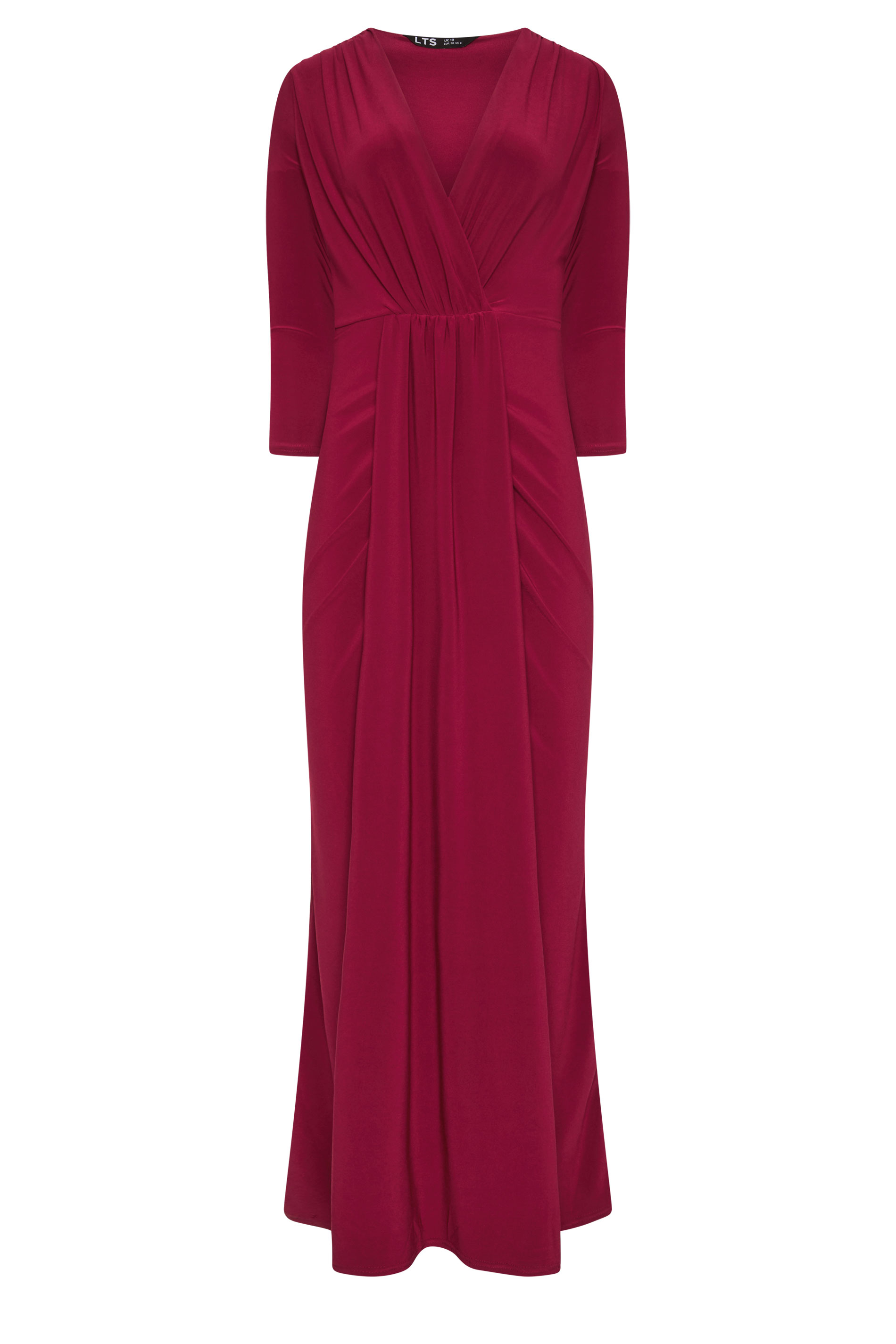 LTS Tall Women's Berry Red Drape Wrap Maxi Dress | Long Tall Sally 5