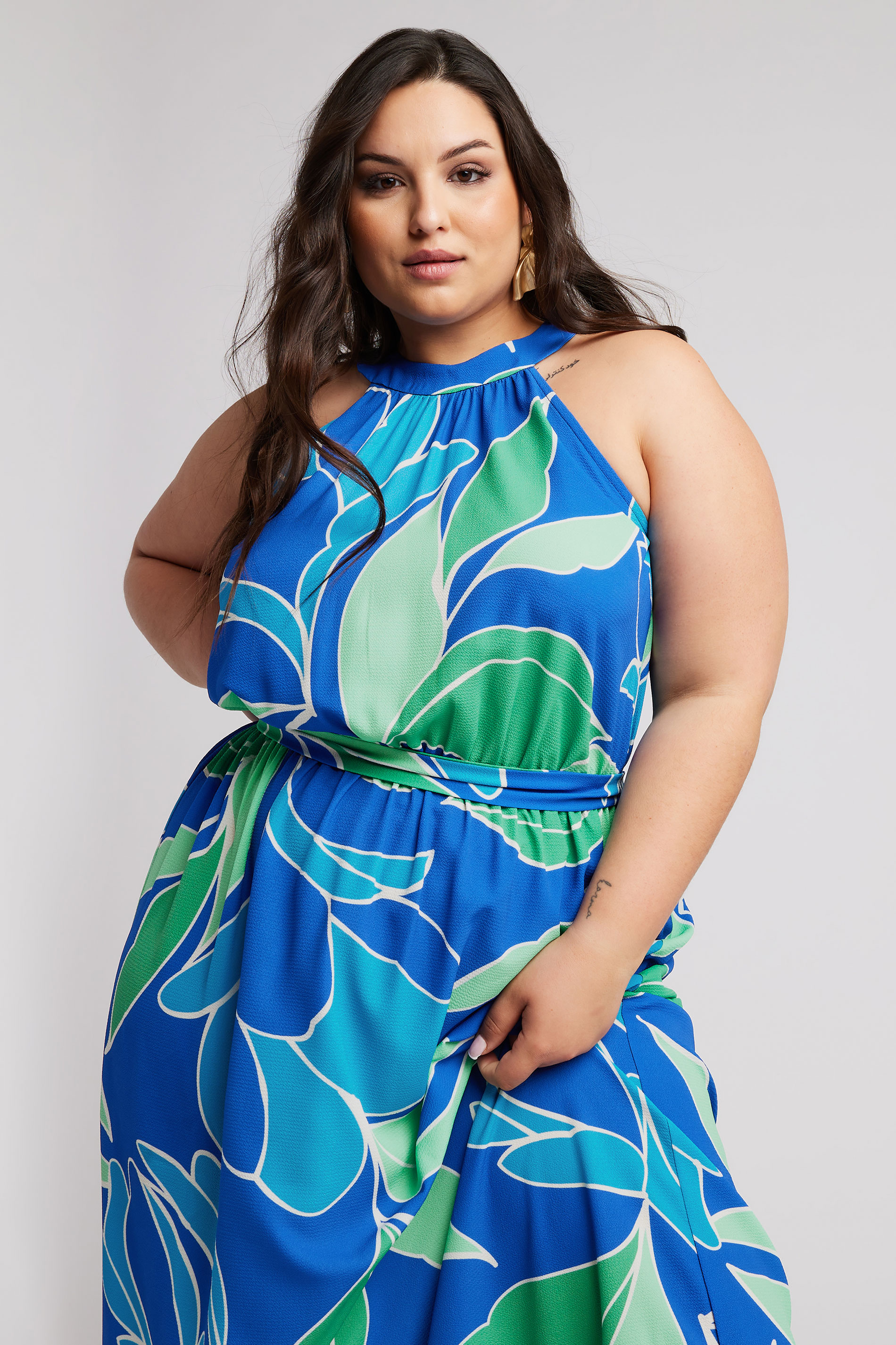 YOURS LONDON Plus Size Blue Abstract Print Maxi Dress | Yours Clothing 2