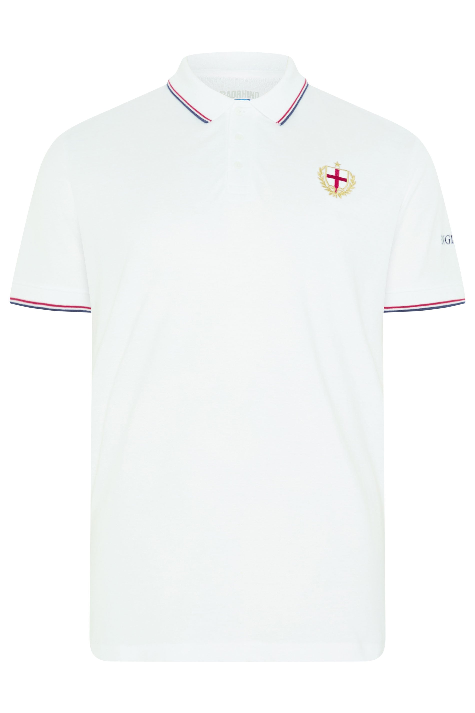BadRhino Big & Tall White England Embroided Polo Shirt | BadRhino 5