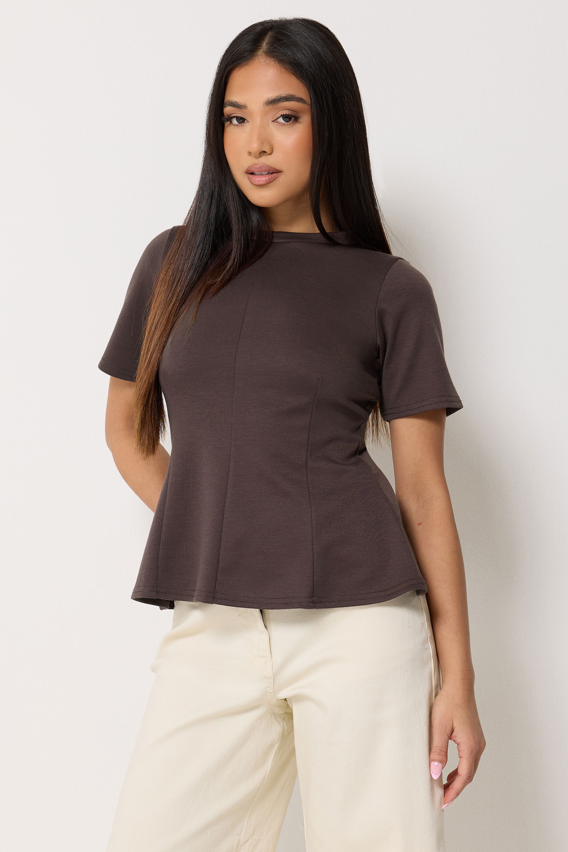 M&Co Petite Chocolate Brown Fitted Waist T Shirt | M&Co 3
