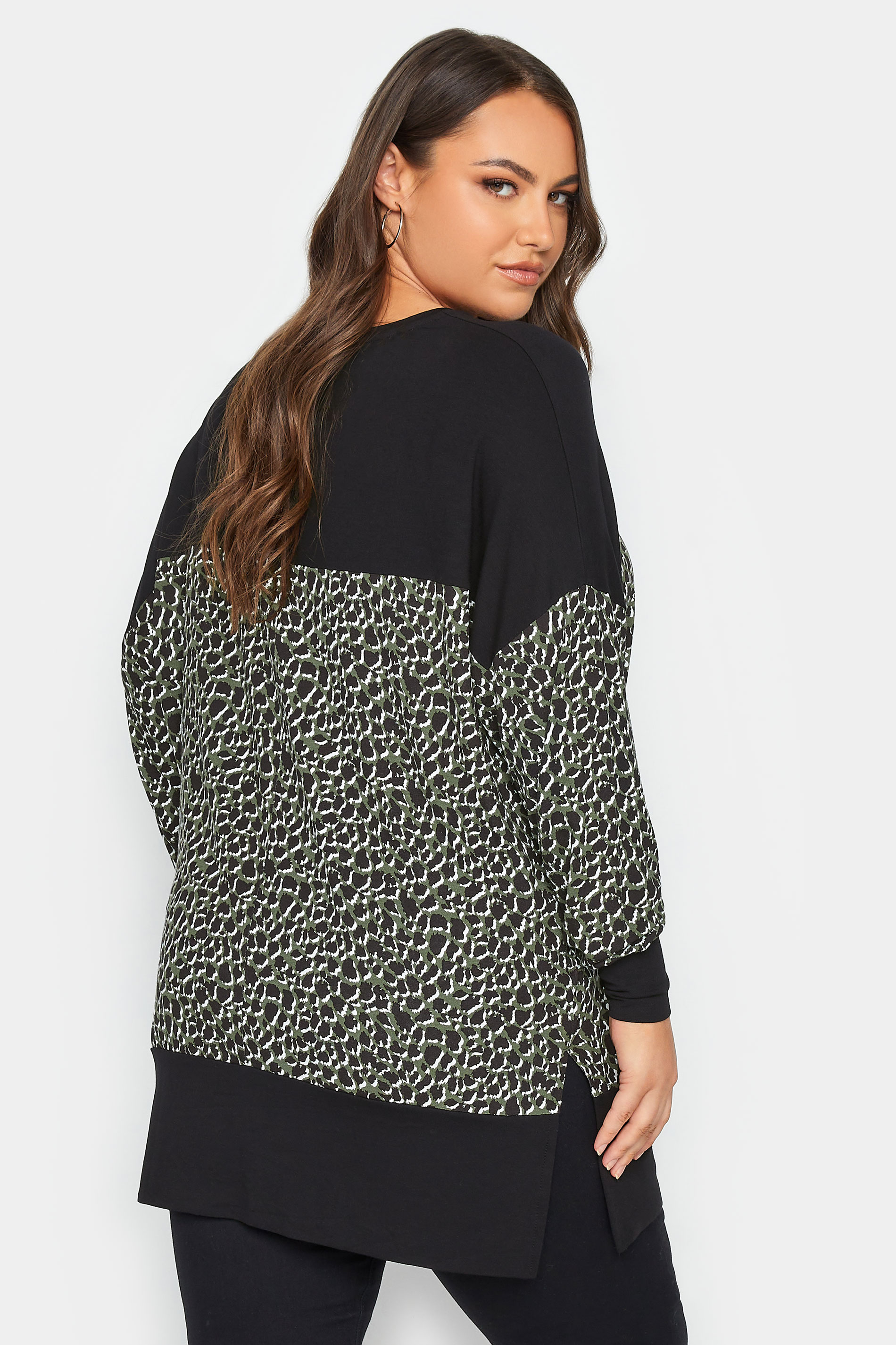 YOURS Plus Size Black Leopard Print Long Sleeve Top | Yours Clothing 3