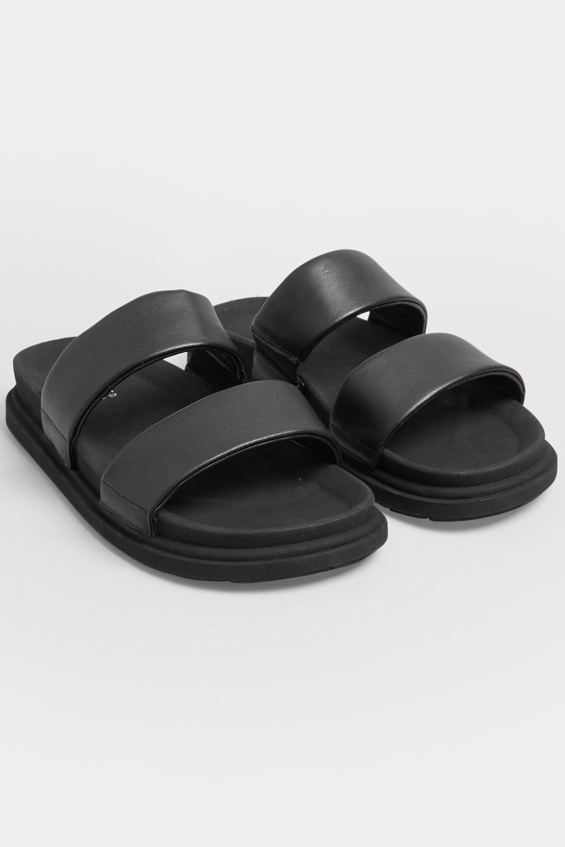 LIMITED COLLECTION Black Two Strap Sandals In Extra Wide EEE Fit | Yours Clothing 1