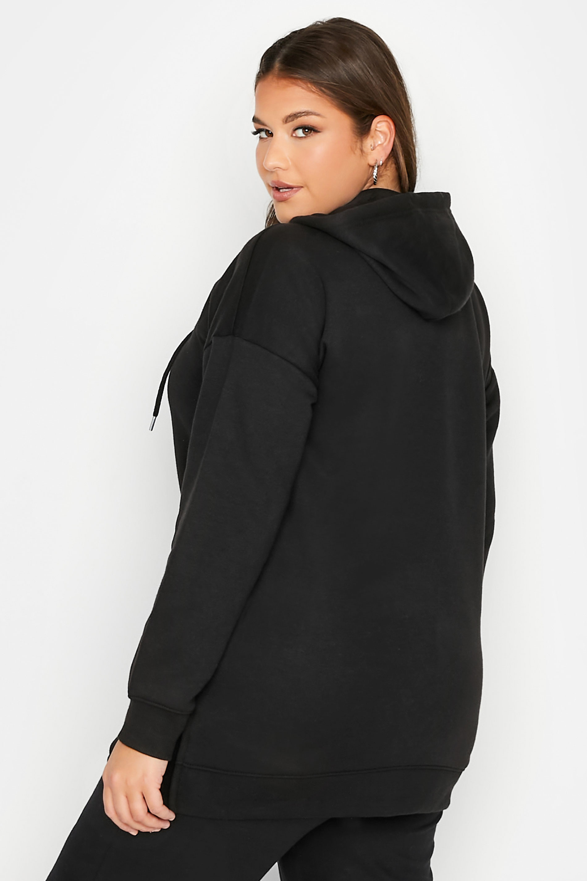 YOURS Plus Size Black Overhead Hoodie | Yours Clothing 3