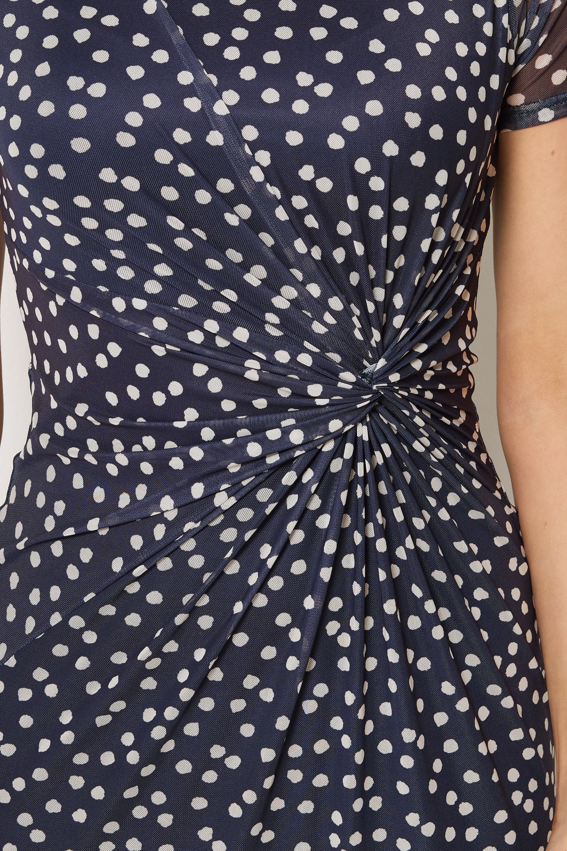 LTS Tall Women's Navy Blue Polka Dot Twist Mesh Midi Dress | Long Tall Sally 4