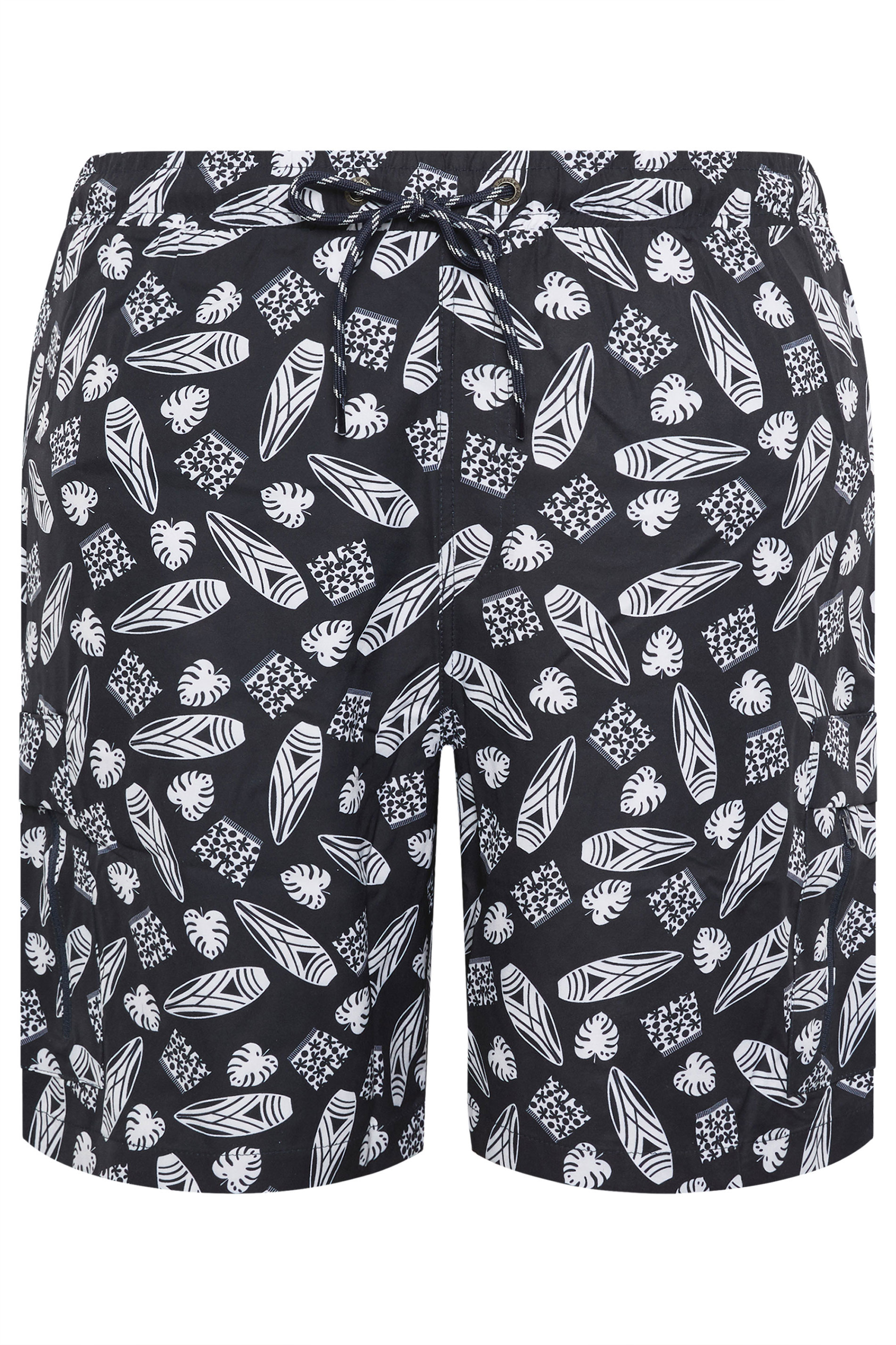 KAM Big & Tall Navy Blue Geometric Swim Shorts | BadRhino 2