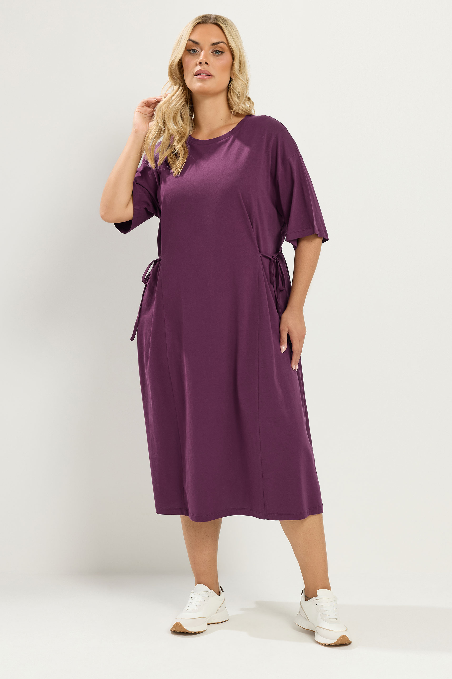YOURS Plus Size Purple Front Tie Midi Dress | Yours Clothing 3