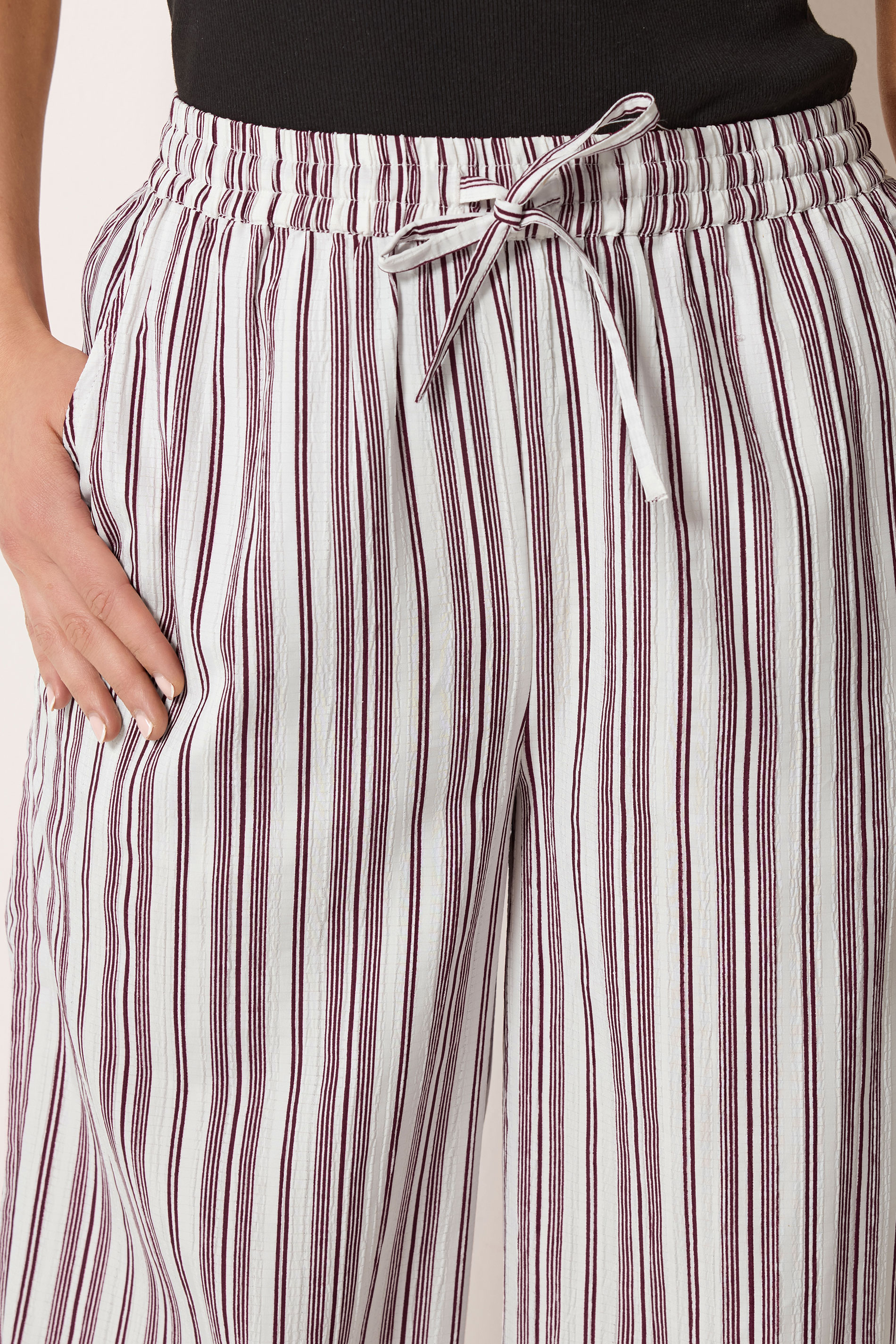 LTS Tall Women's Red & White Stripe Wide Leg Trousers | Long Tall Sally 5