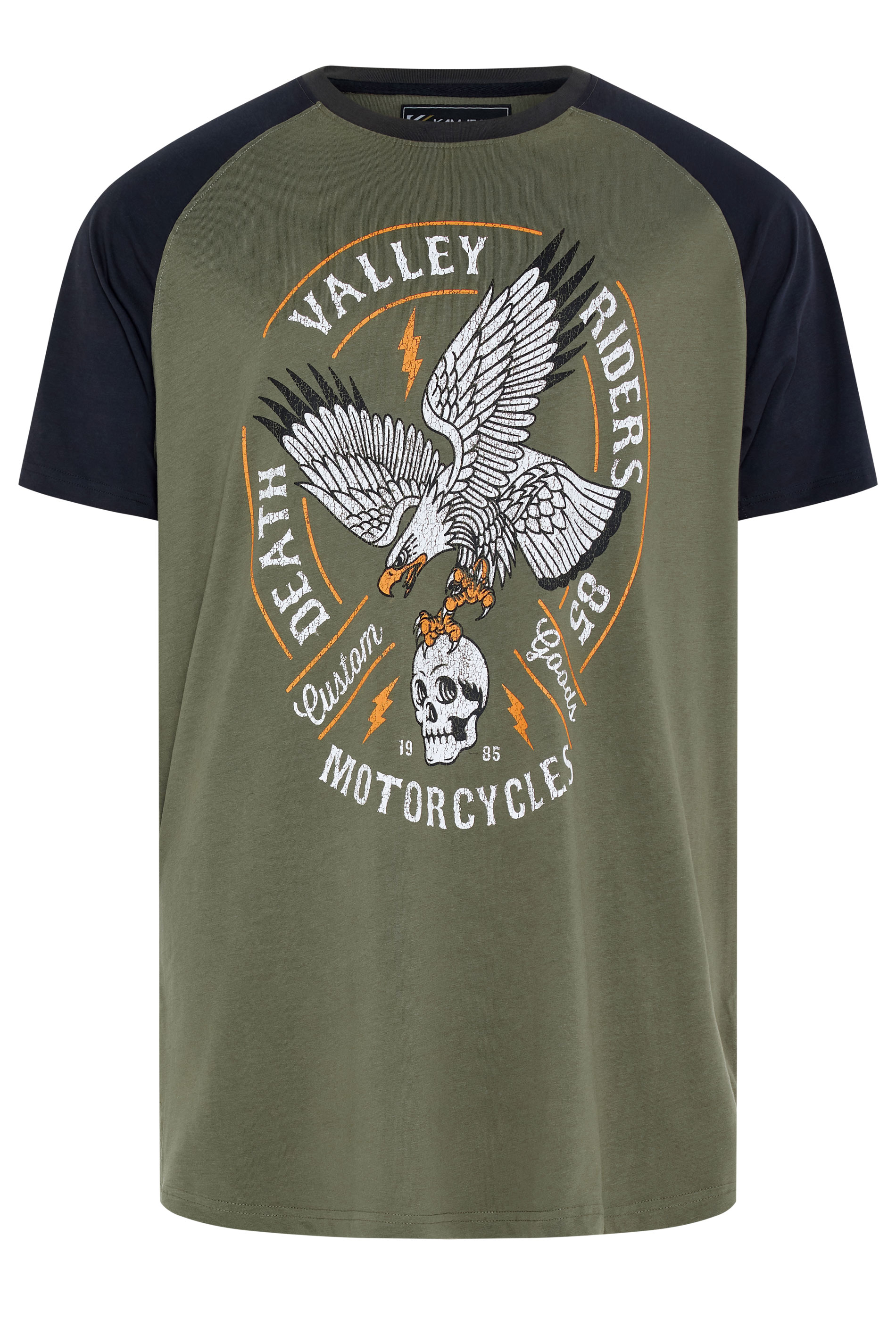KAM Big & Tall Green Raglan Graphic Print T-Shirt | BadRhino 1