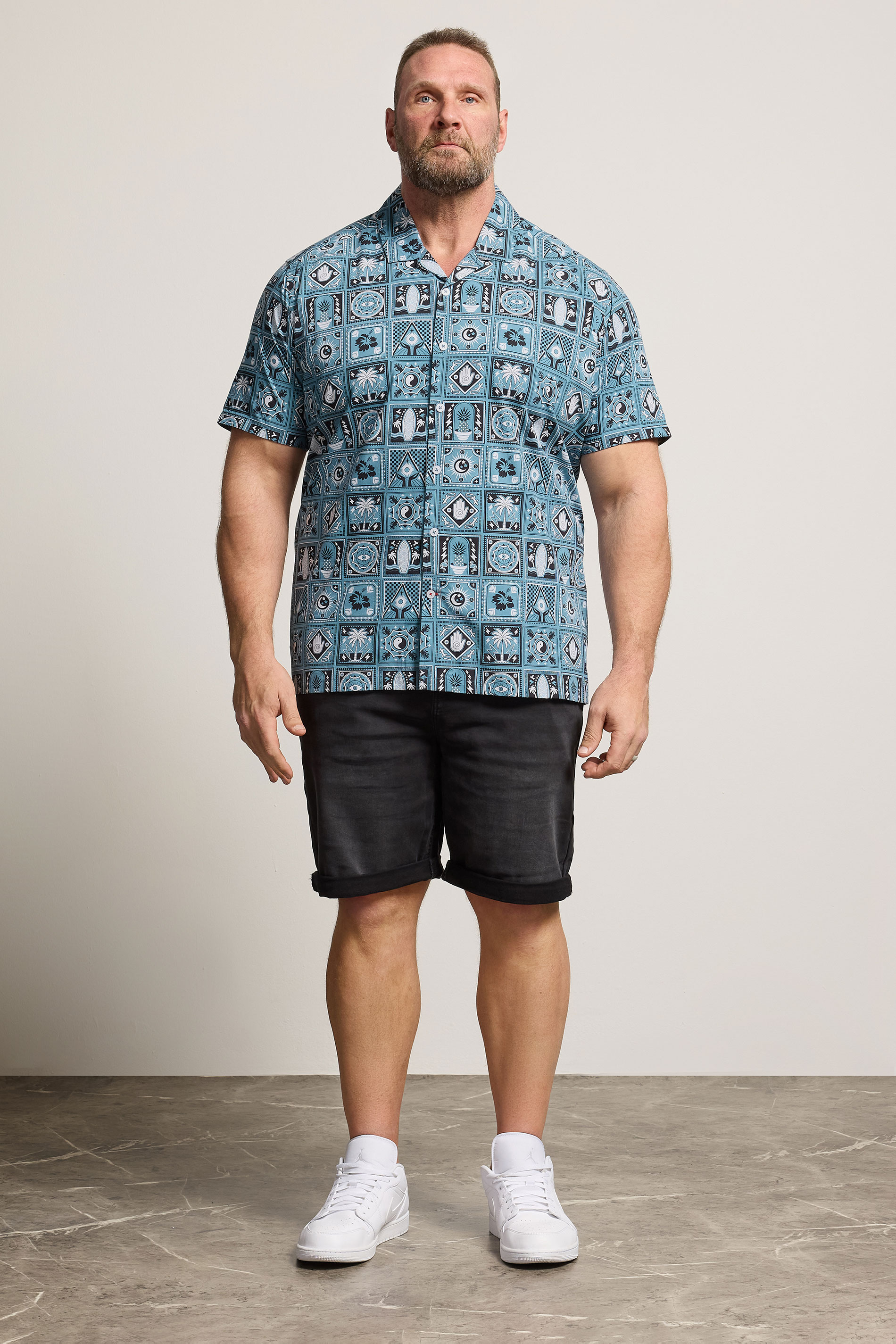 D555 Big & Tall Teal Blue Cuban Short Sleeve Shirt | BadRhino 1