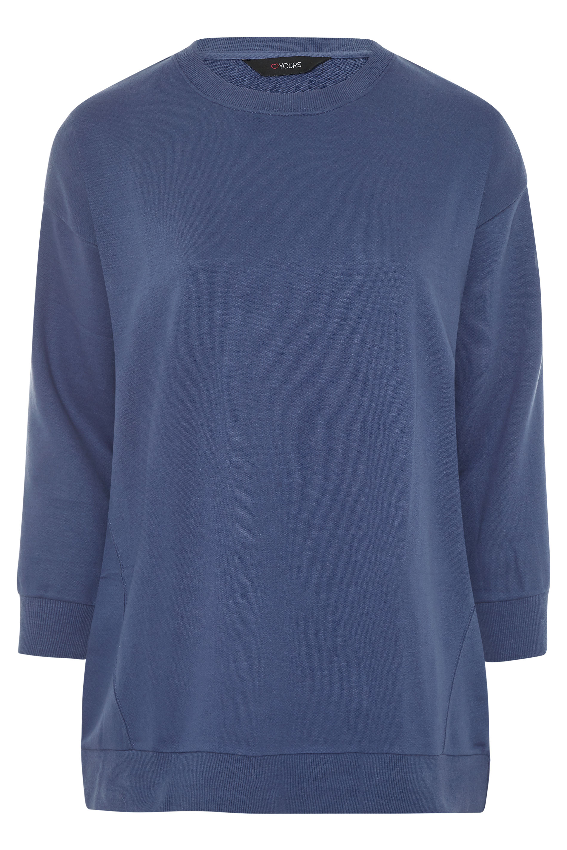 Steel Blue Varsity Longline Sweatshirt | Yours Clothing