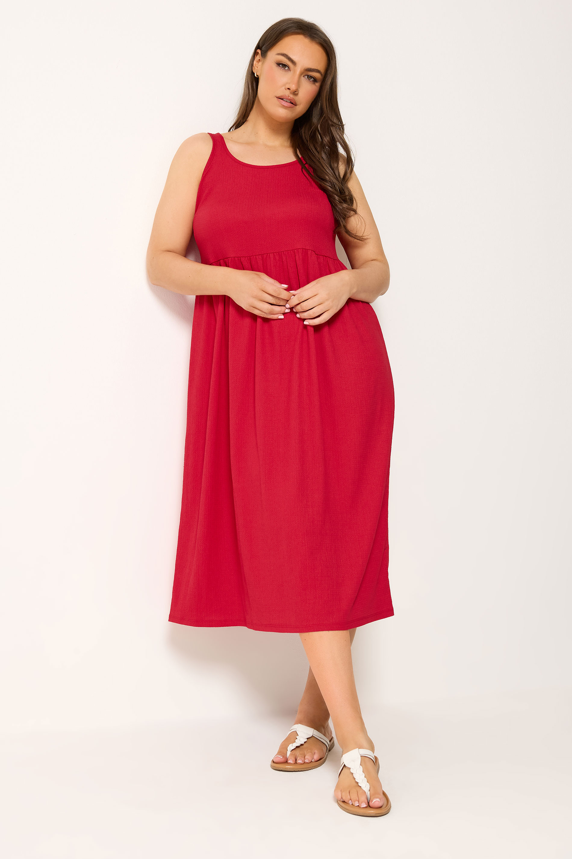 YOURS Plus Size Red Textured Smock Dress | Yours Clothing 3