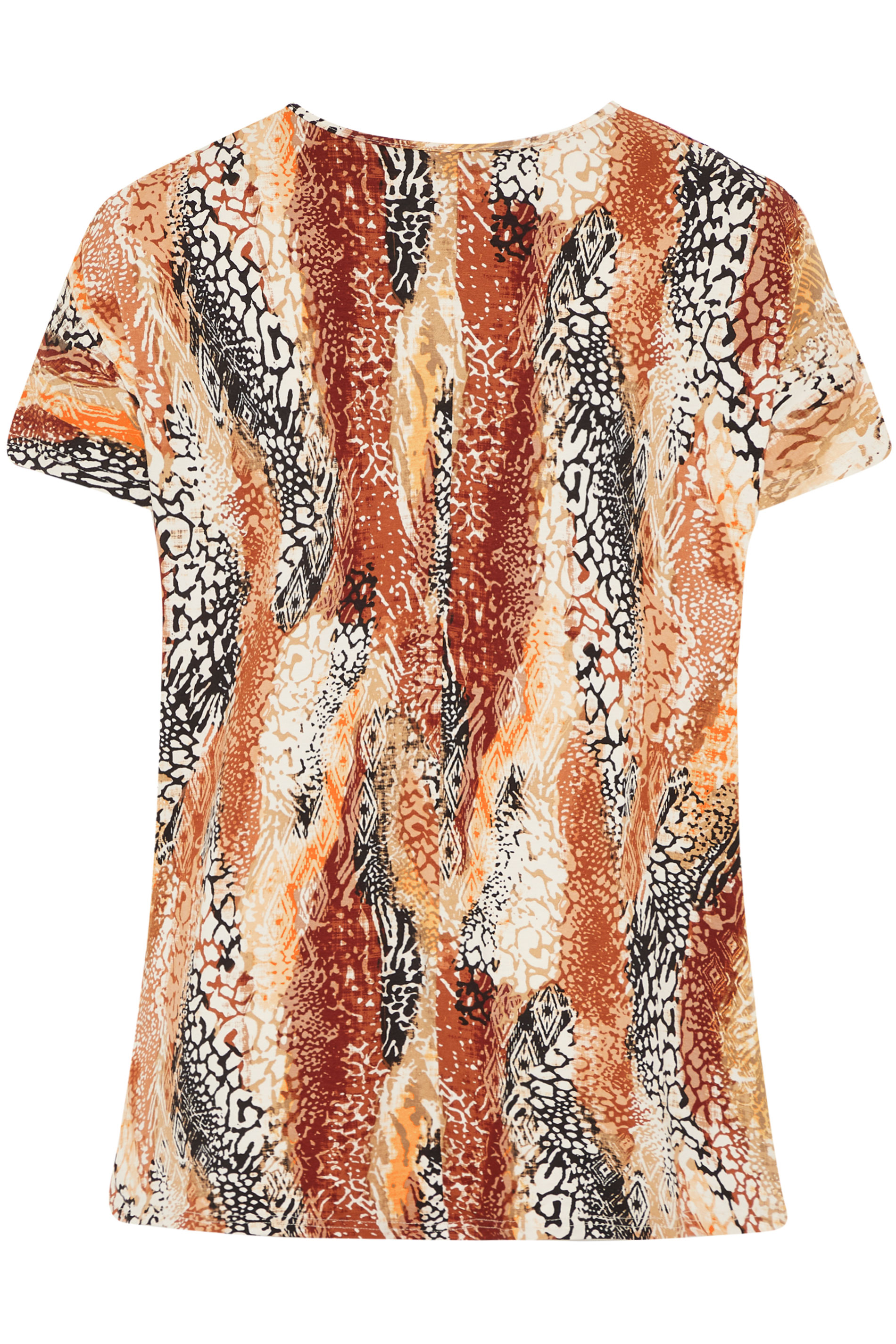 Brown Animal Print Grown on Sleeve T-Shirt | Yours Clothing