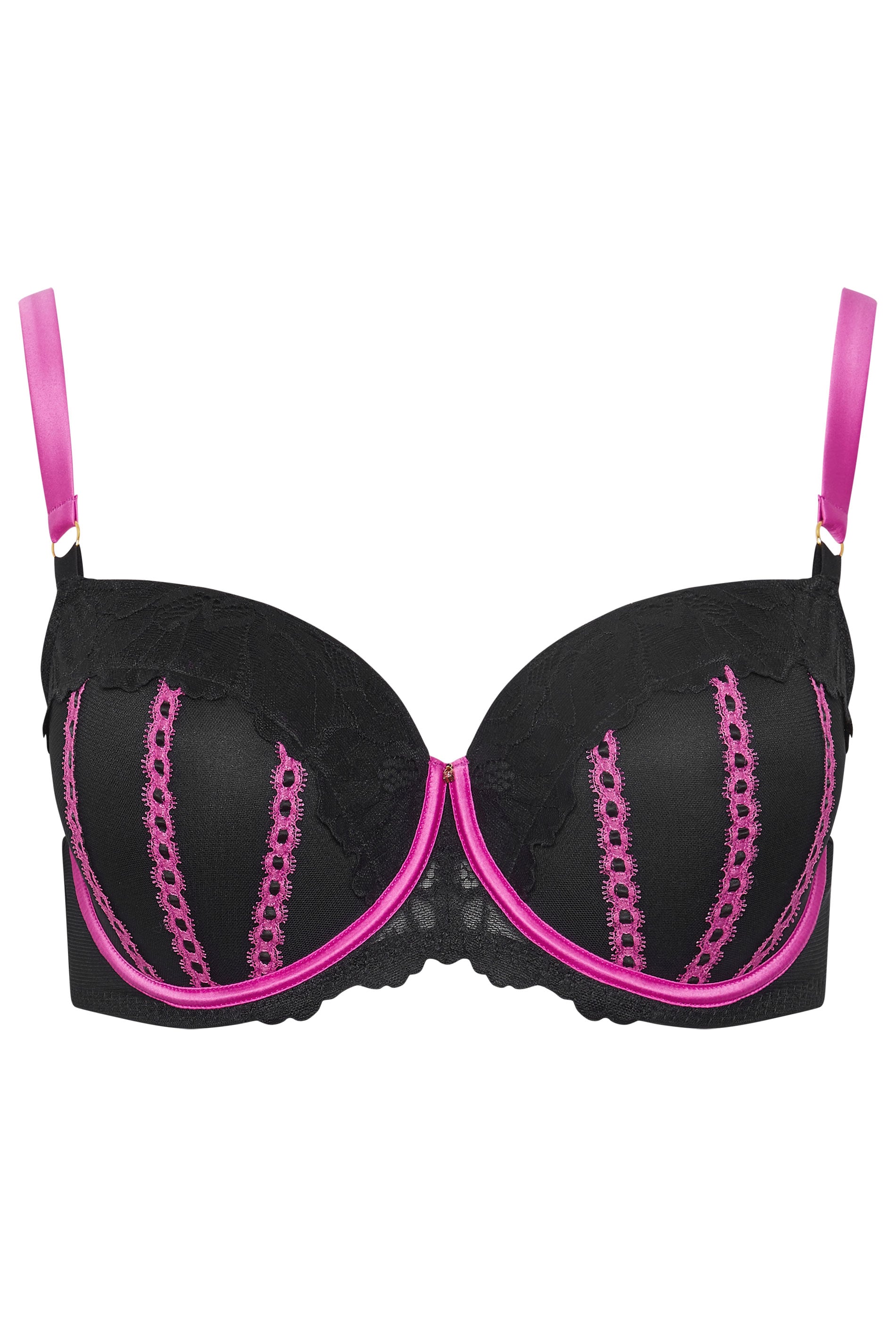 YOURS Plus Size Black & Pink Ribbon Underwired Padded Bra  |Yours Clothing 5