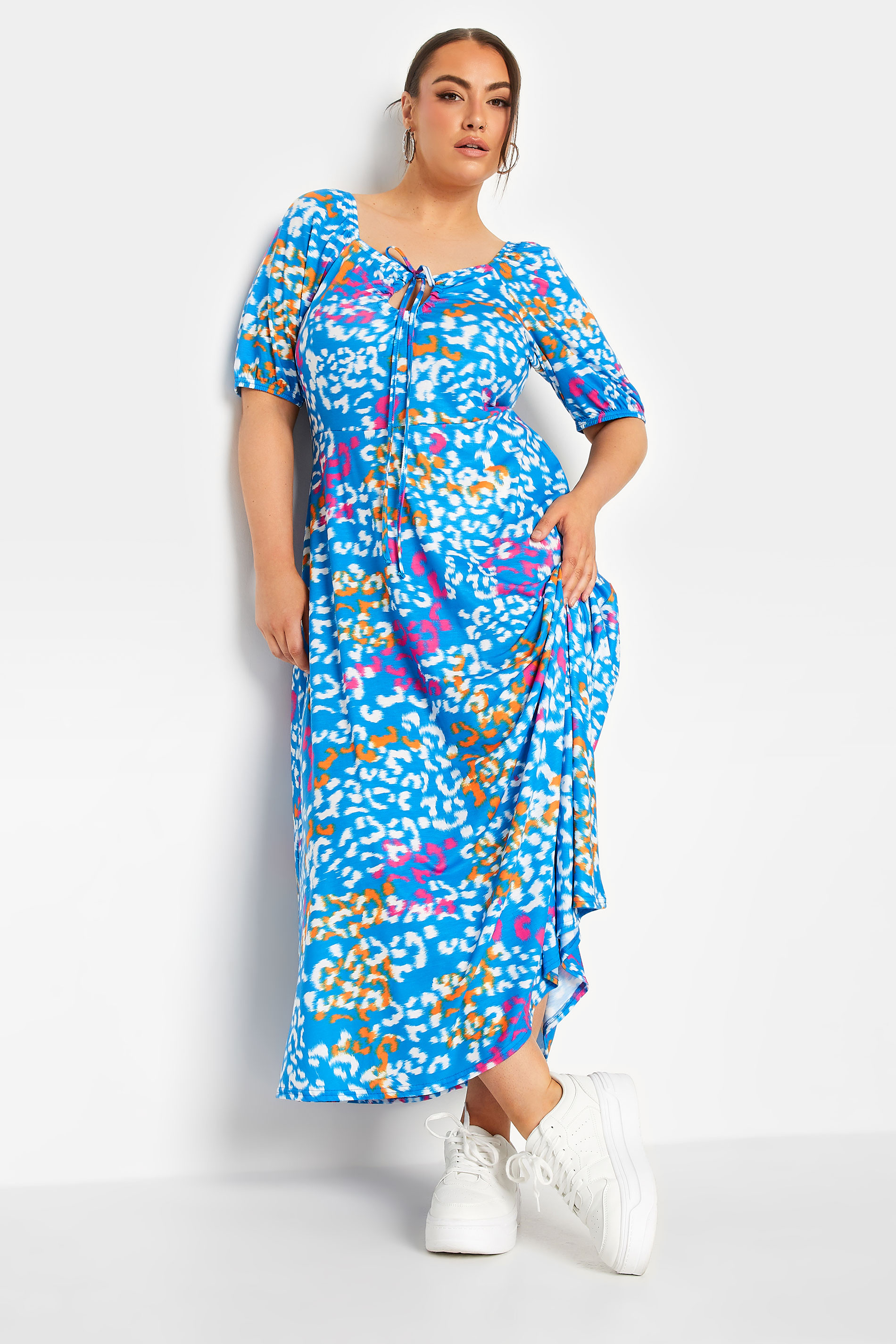 LIMITED COLLECTION Plus Size Blue Animal Print Tie Front Maxi Dress | Yours Clothing 3