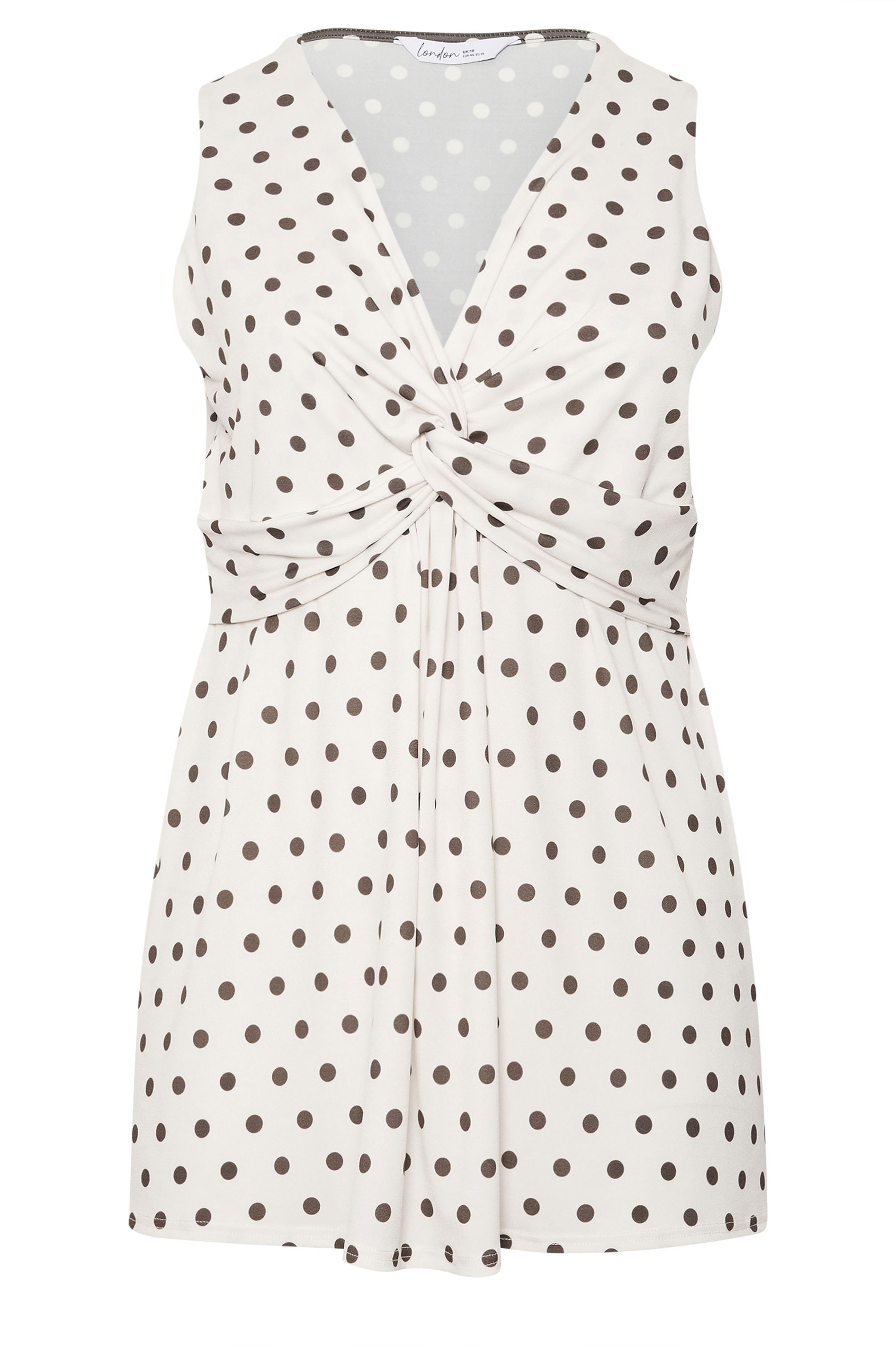 YOURS LONDON Plus Size Ivory White Polka Dot Knot Front Top | Yours Clothing 5
