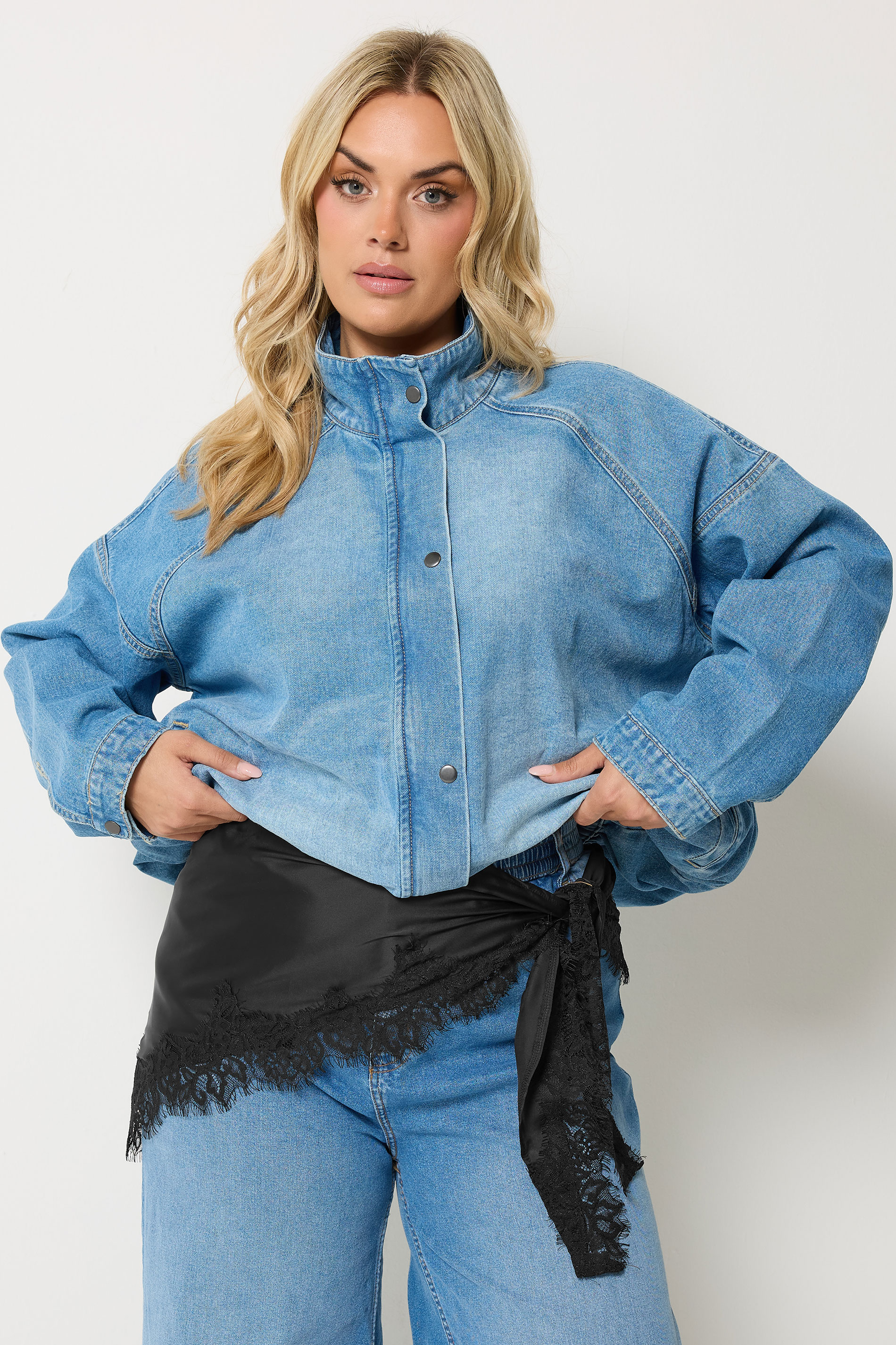 YOURS Plus Size Black Lace Satin Scarf | Yours Clothing 1