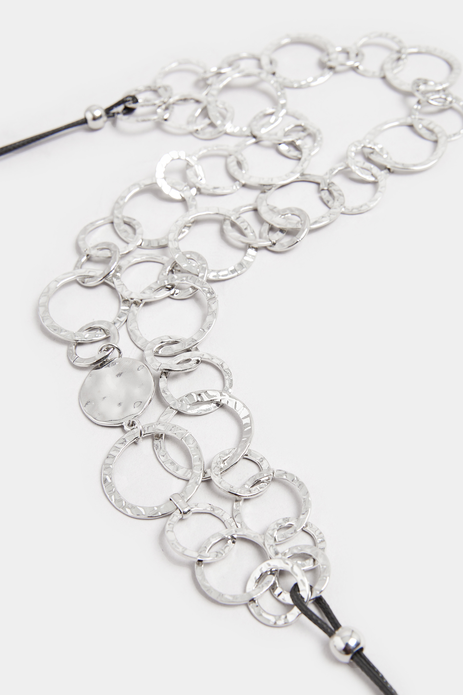 Silver Tone Link Circle Long Cord Necklace | Yours Clothing 3