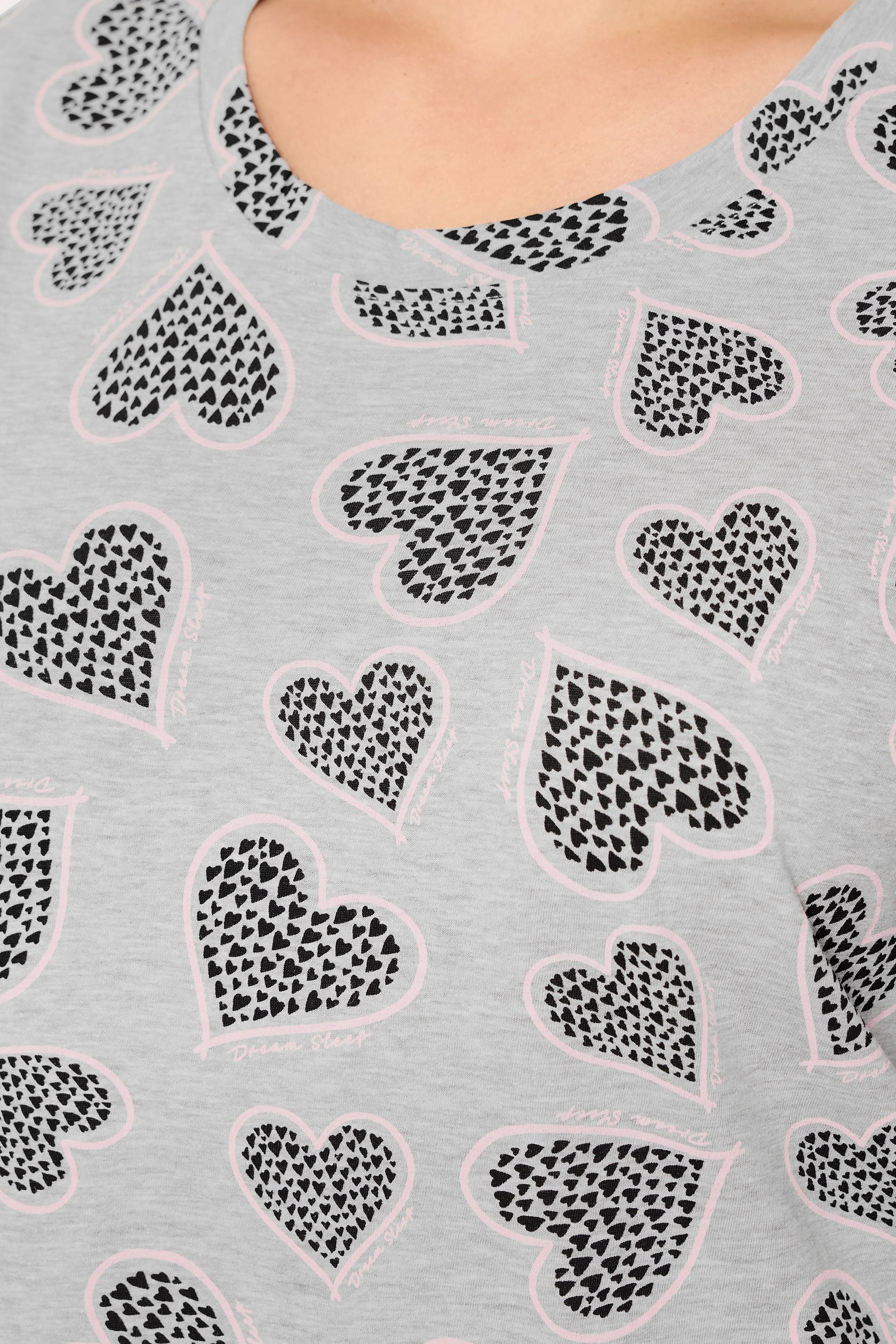 YOURS Plus Size Grey Cluster Heart Nightdress | Yours Clothing 4