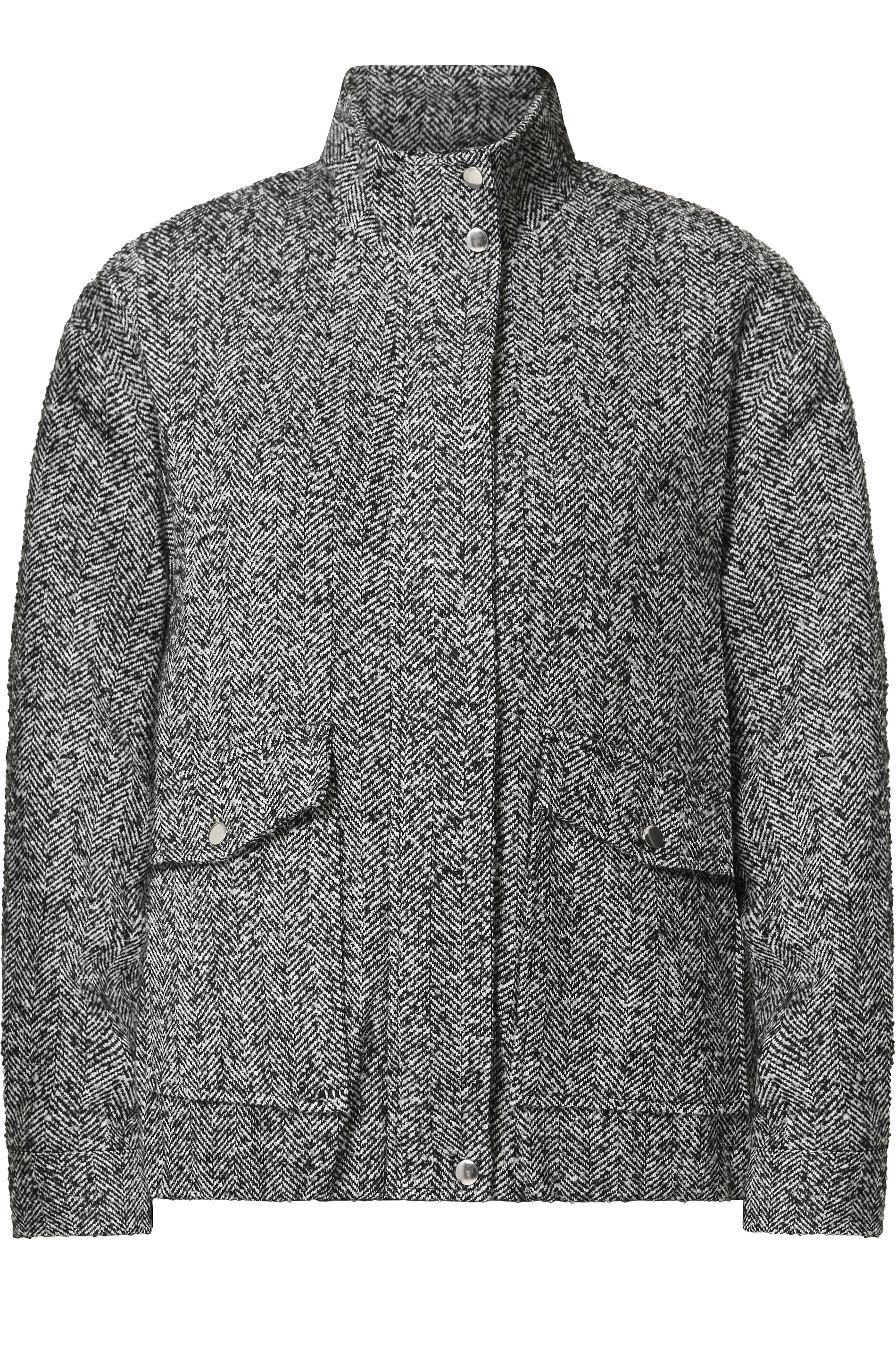 LTS Tall Women's Black Herringbone Funnel Neck Jacket | Long Tall Sally 5